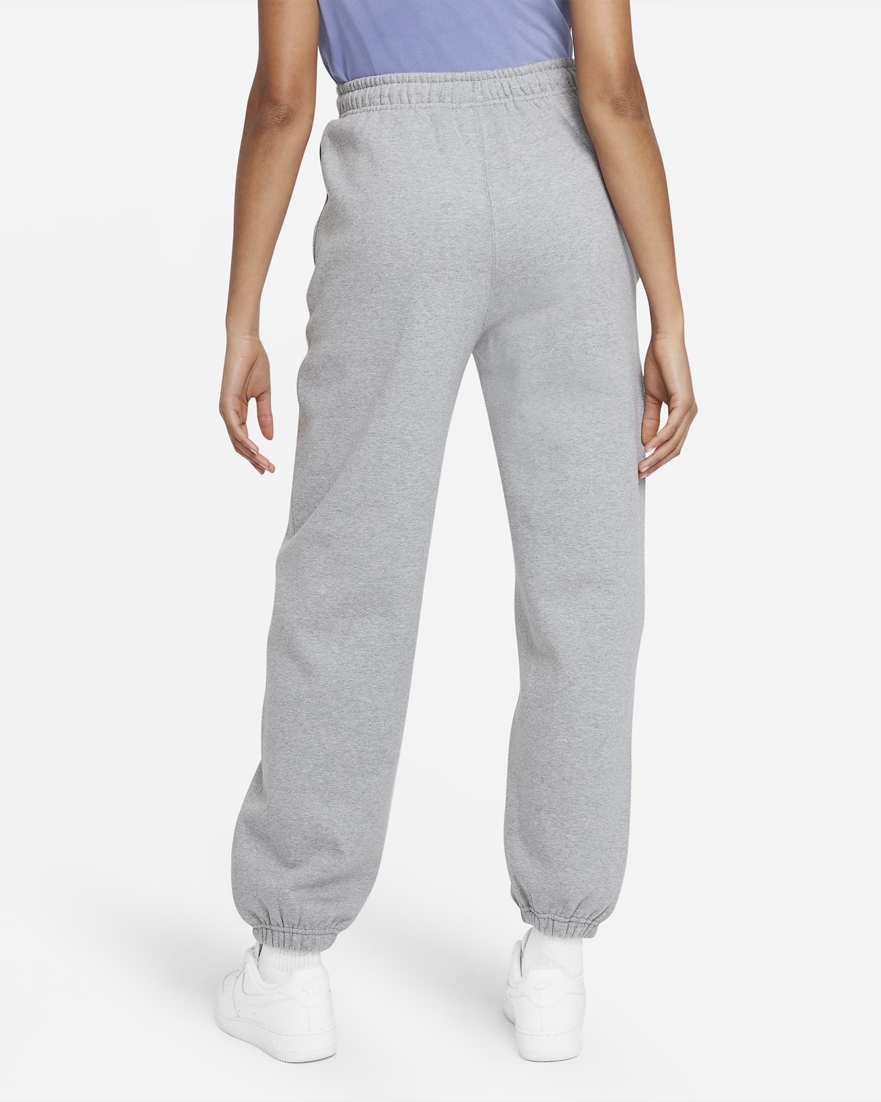 Calças de lã cardada Nike Solo Swoosh para mulher - Cinzento Heather escuro/Branco