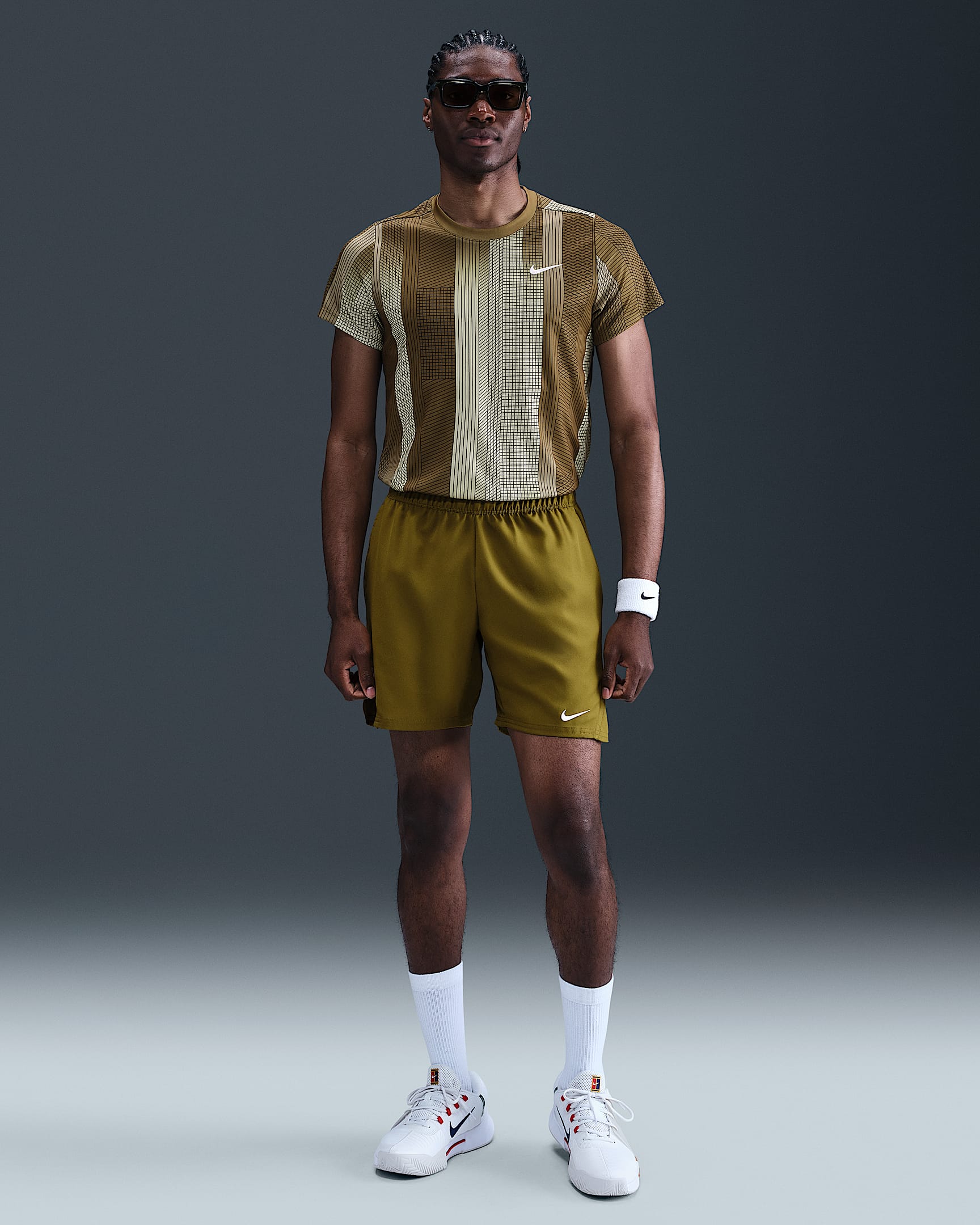 NikeCourt Victory Men's Dri-FIT 7" Tennis Shorts - Olive Flak/White
