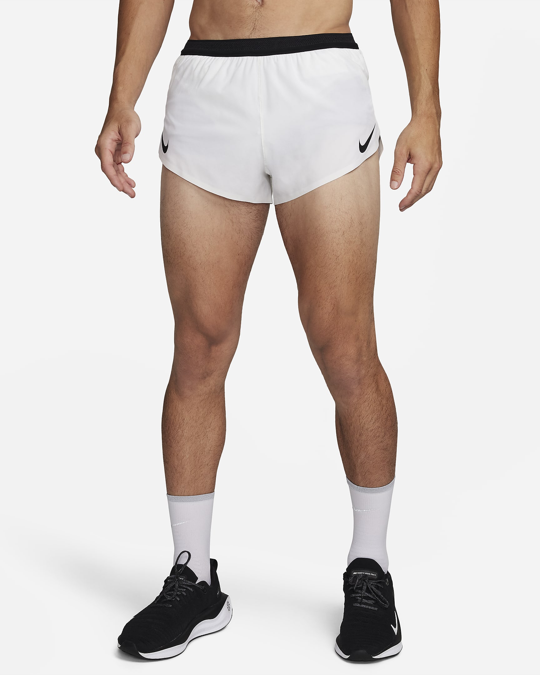 Shorts de correr Dri-FIT ADV de 5 cm con forro de ropa interior para hombre Nike AeroSwift - Blanco cumbre/Negro