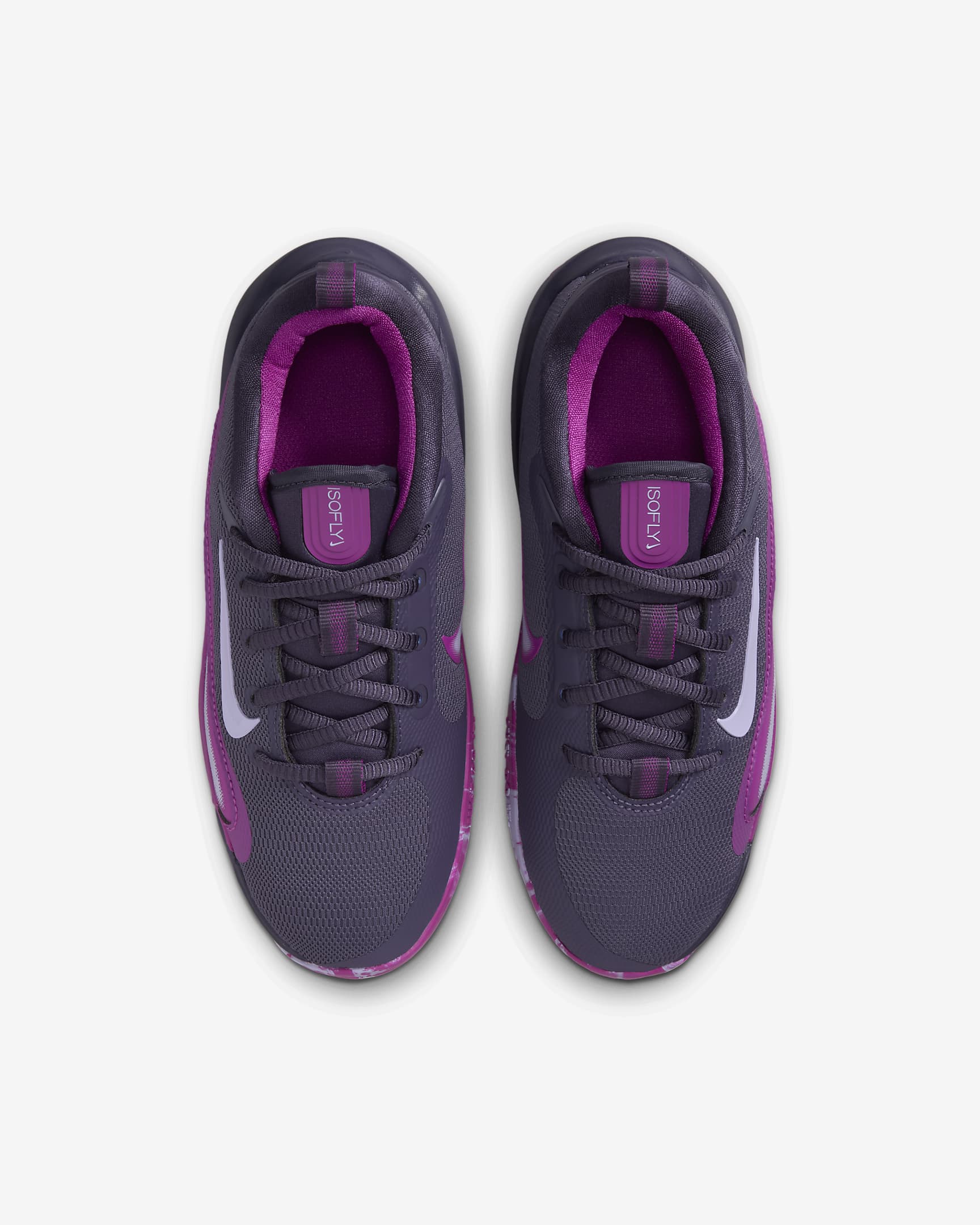 Tenis de básquetbol para niños grandes Nike IsoFly - Pasa oscuro/Fucsia cálido/Hortensias