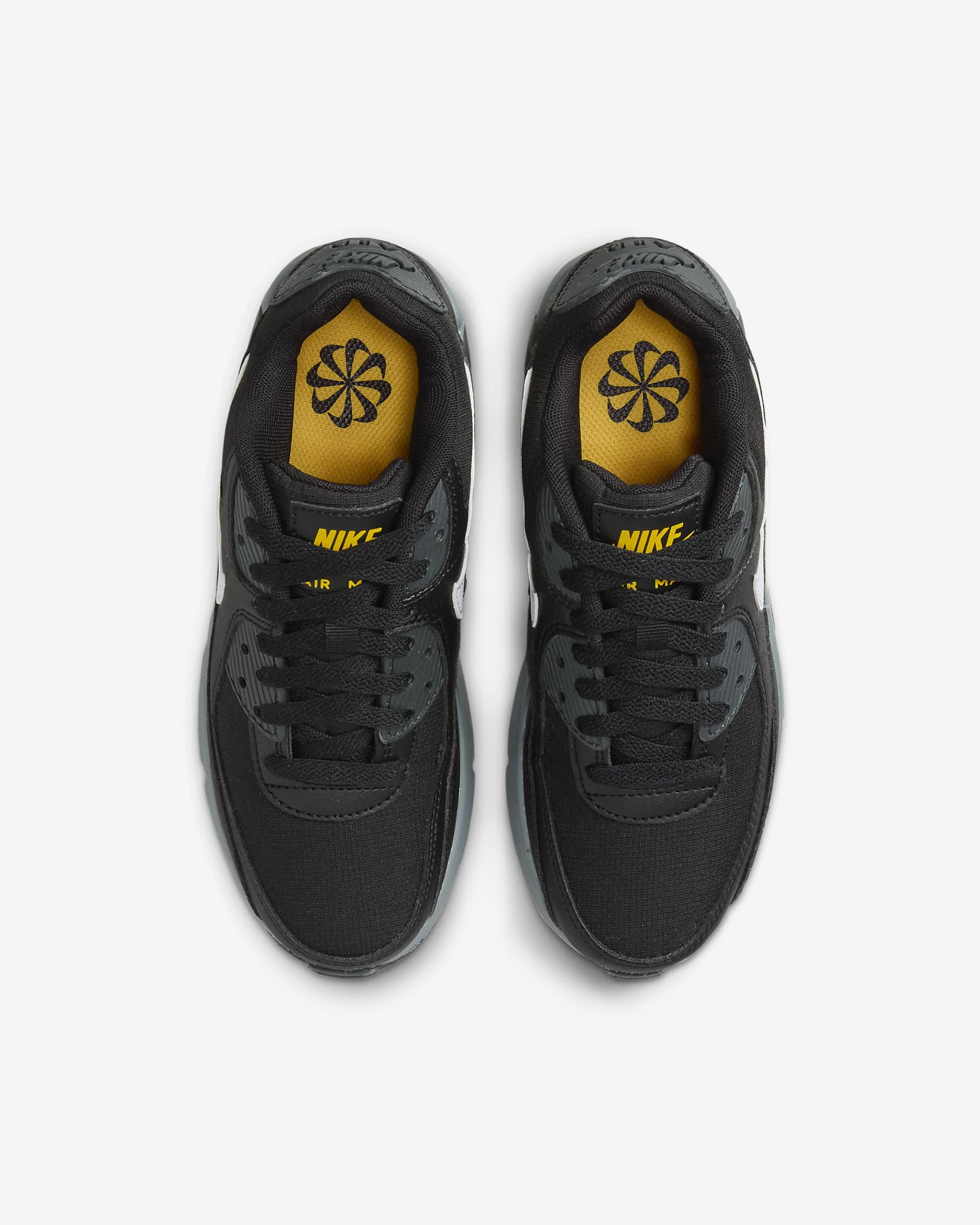 Nike Air Max 90 Schuhe für ältere Kinder - Schwarz/University Gold/Dark Smoke Grey/Weiß