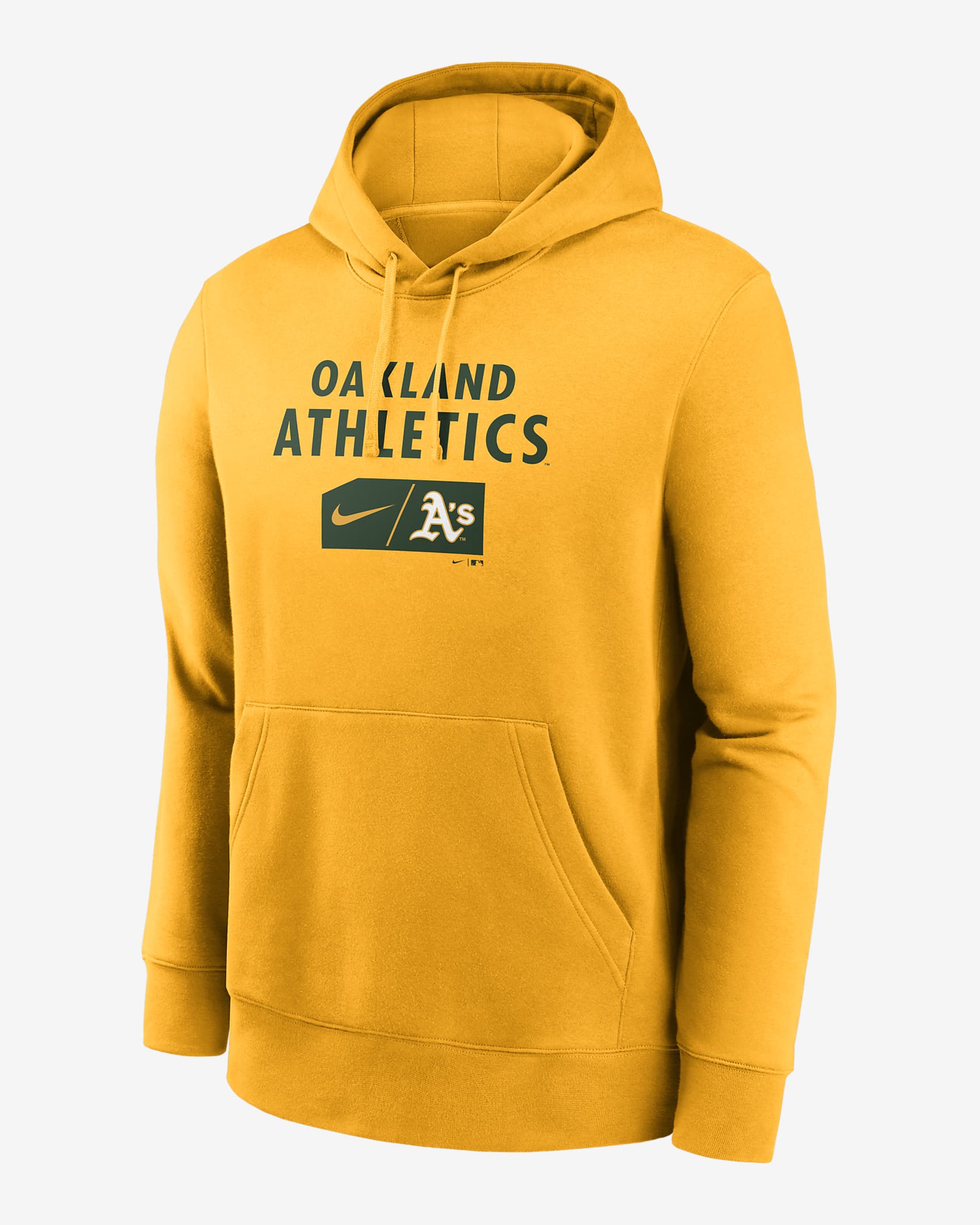 Nike Lettering Club (MLB Oakland Athletics) Men's Pullover Hoodie - Sundown