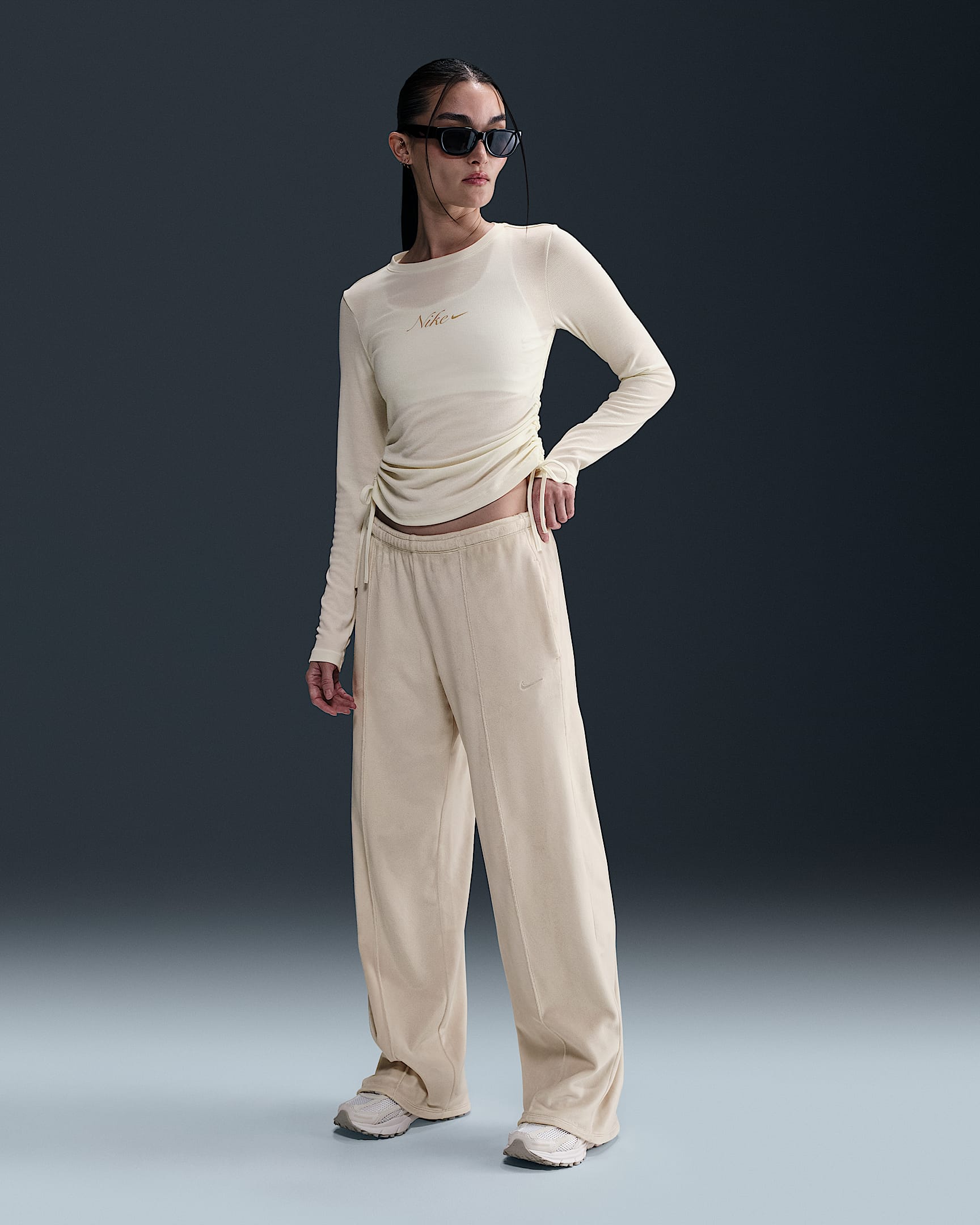 womens nike sportswear ribbed half zip long sleeve top