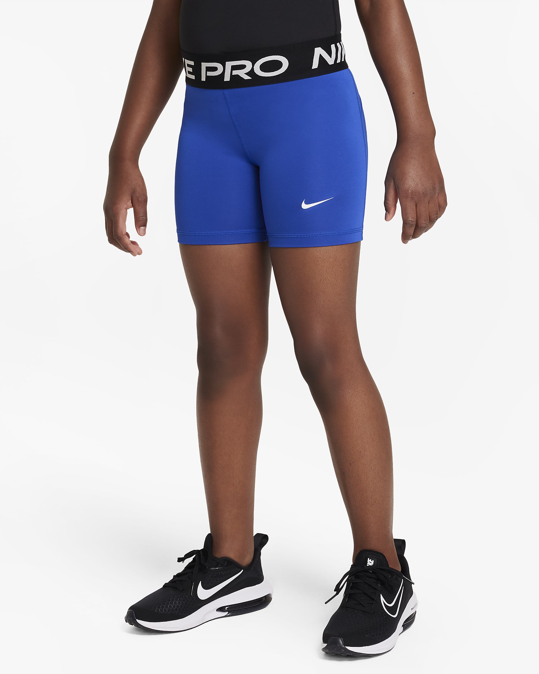 Nike Pro Big Kids' (Girls') Dri-FIT 5" Shorts - Game Royal/White