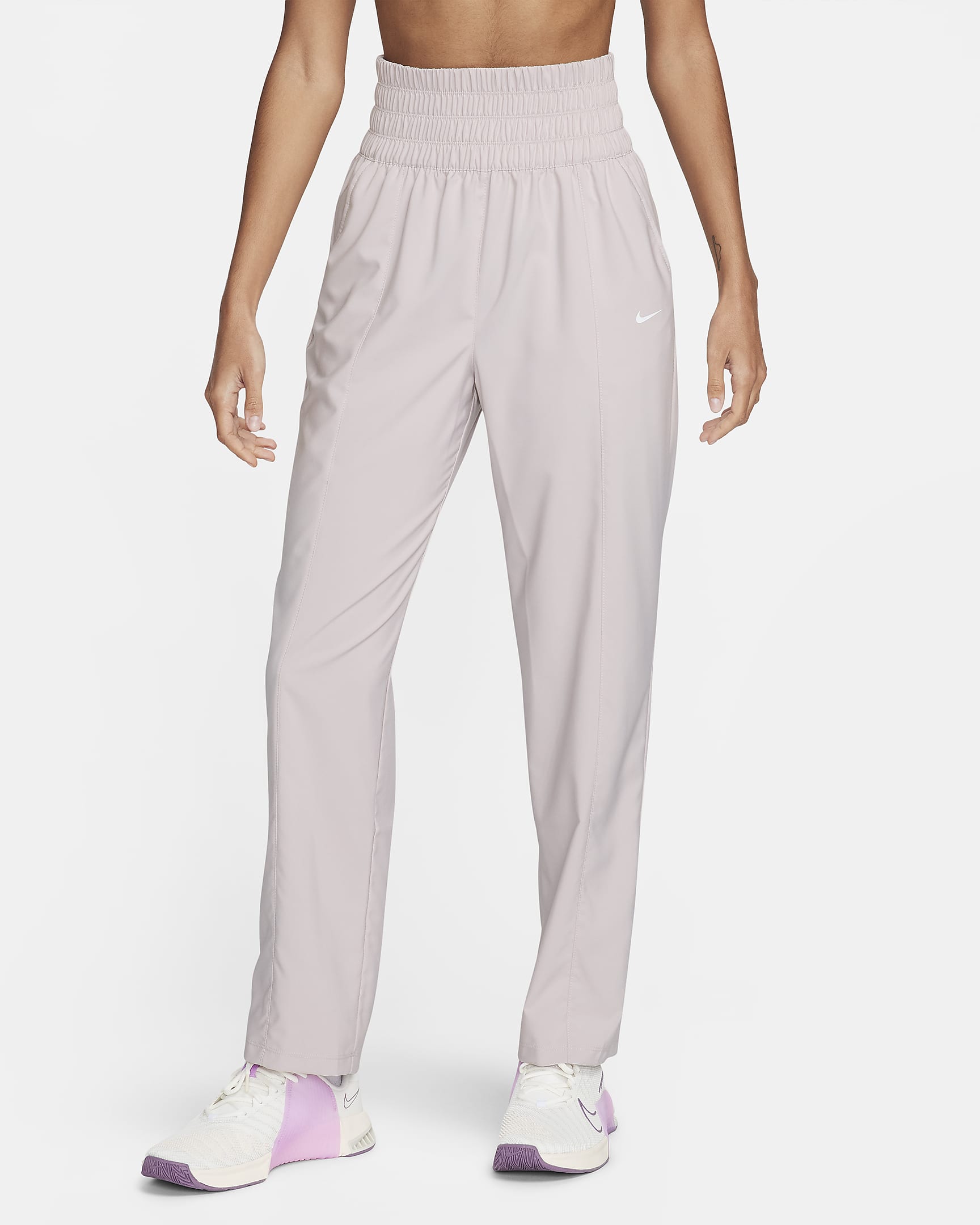 Pants de tiro ultraalto para mujer Nike Dri-FIT One - Violeta platino/Blanco