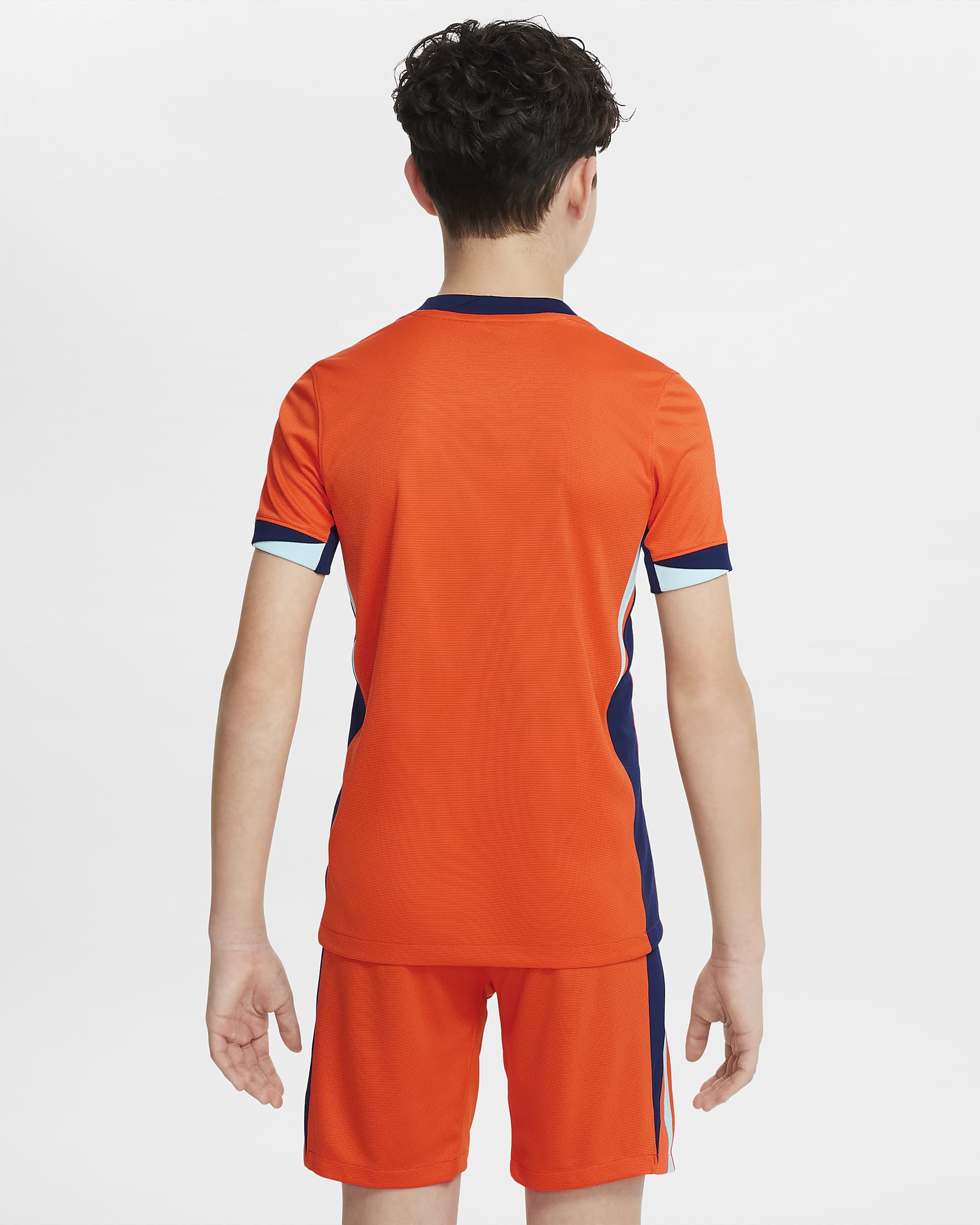 Netherlands (Men's Team) 2024/25 Stadium Home Nike Dri-FIT Soccer Replica Fußballtrikot für ältere Kinder - Safety Orange/Blue Void/Copa/Blue Void