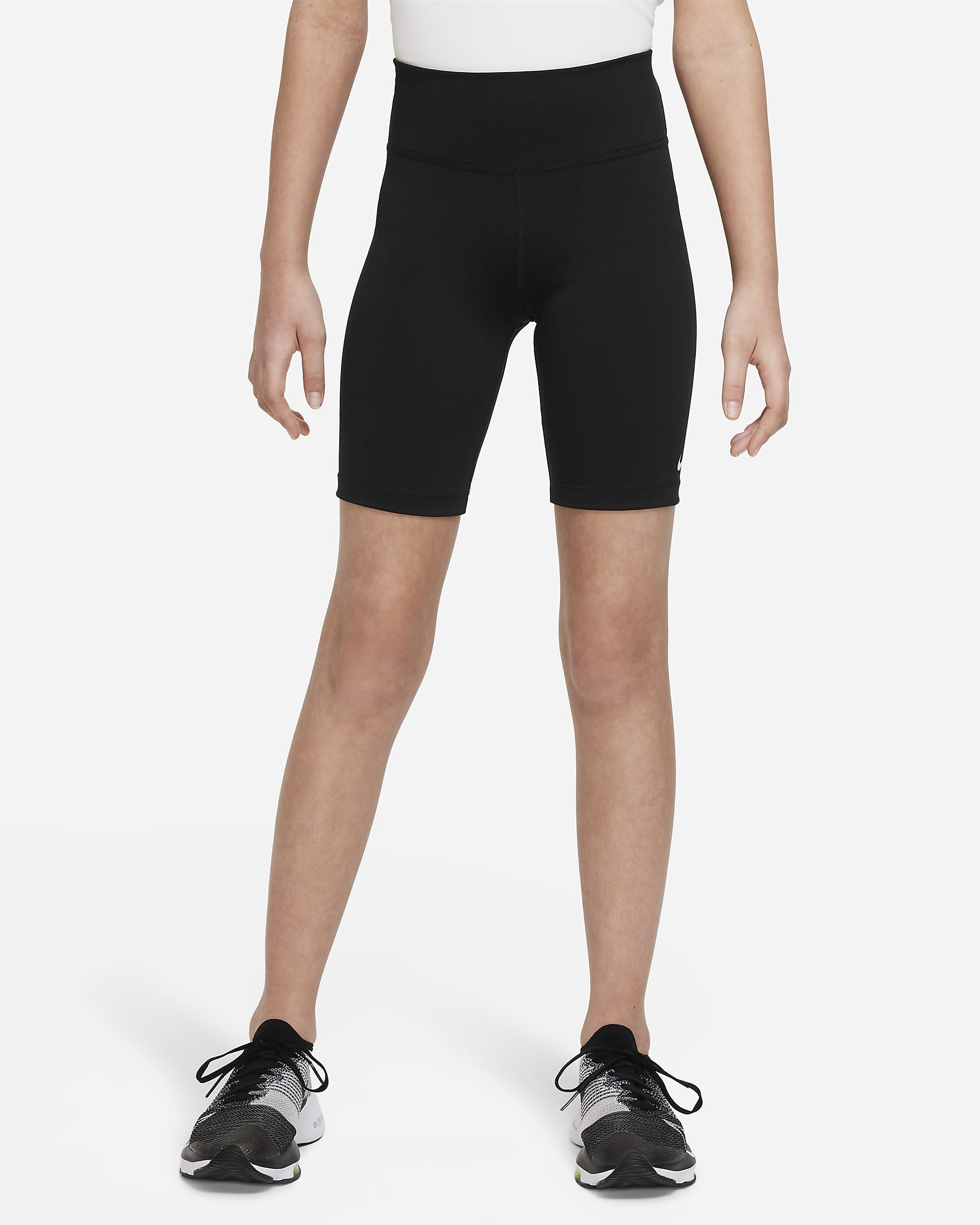 Nike One Older Kids' (Girls') Biker Shorts - Black/White