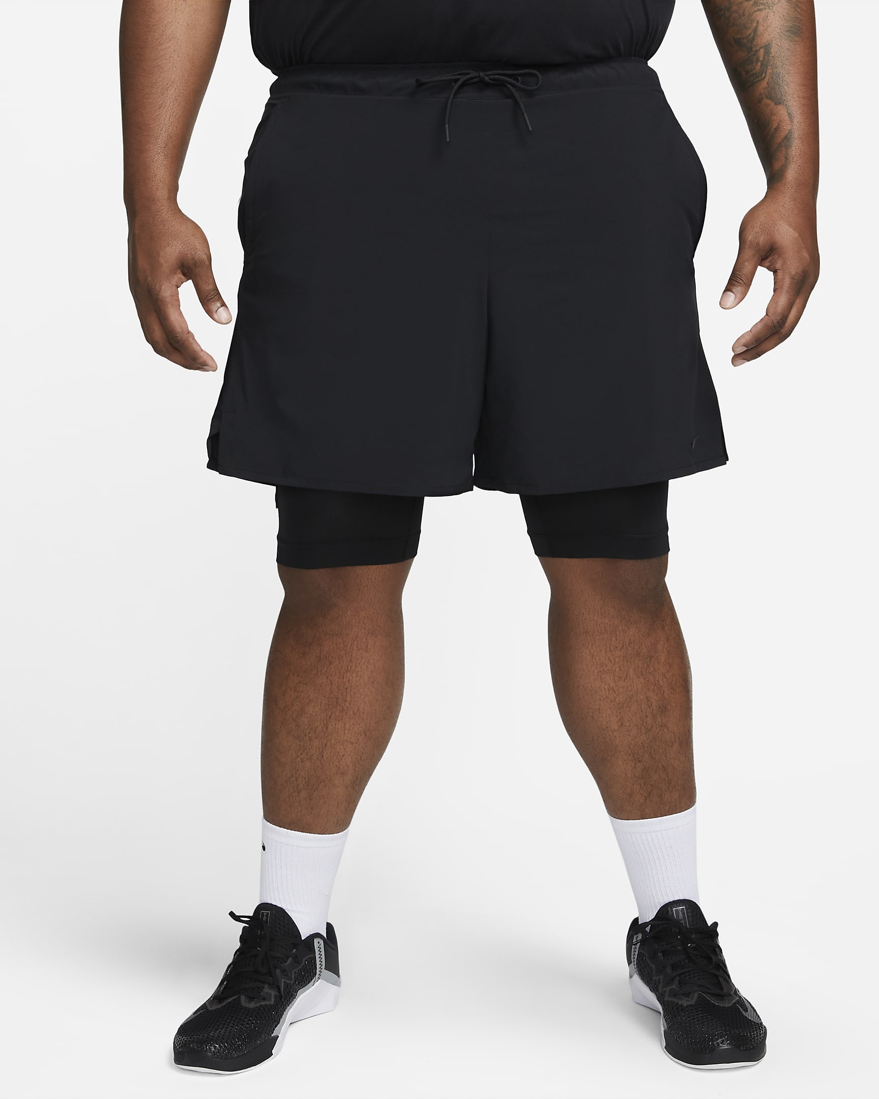 Nike Dri-FIT Unlimited Dri-FIT 2-i-1 allsidig shorts til herre (18 cm) - Svart/Svart/Svart/Svart