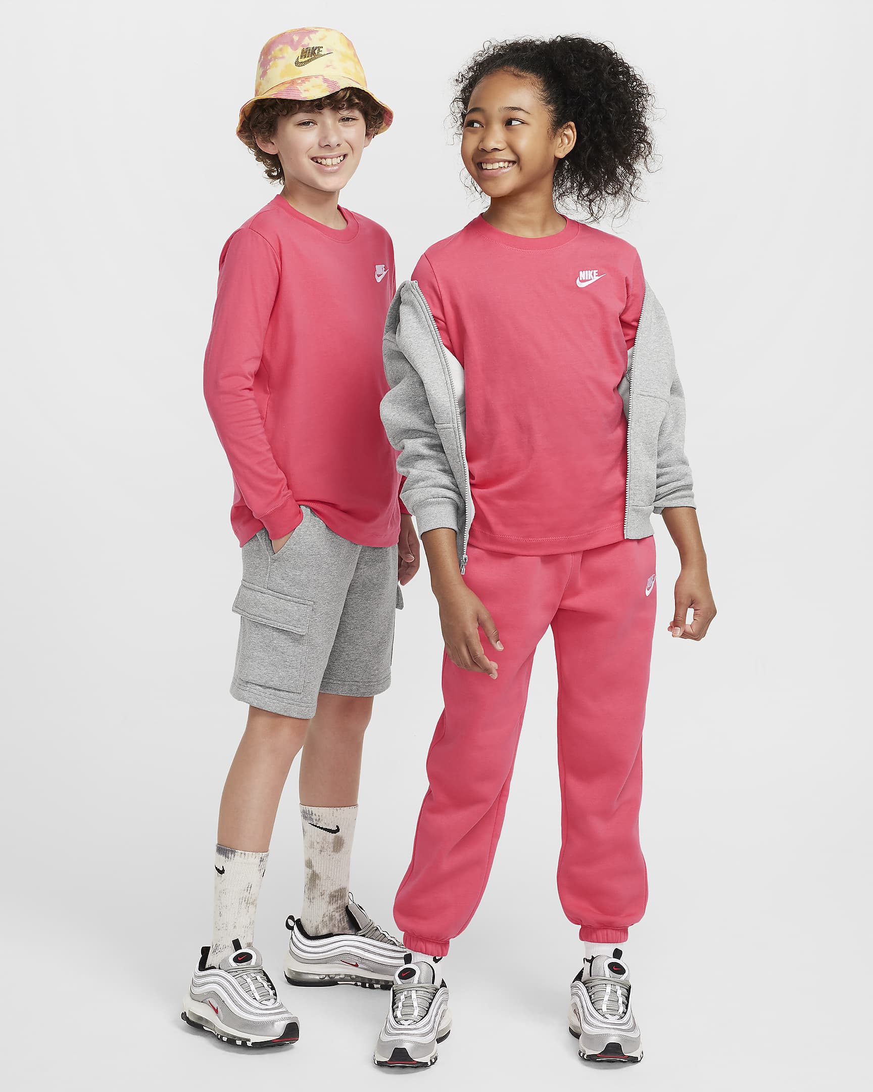 Playera de manga larga para niños grandes Nike Sportswear - Rosa margarita