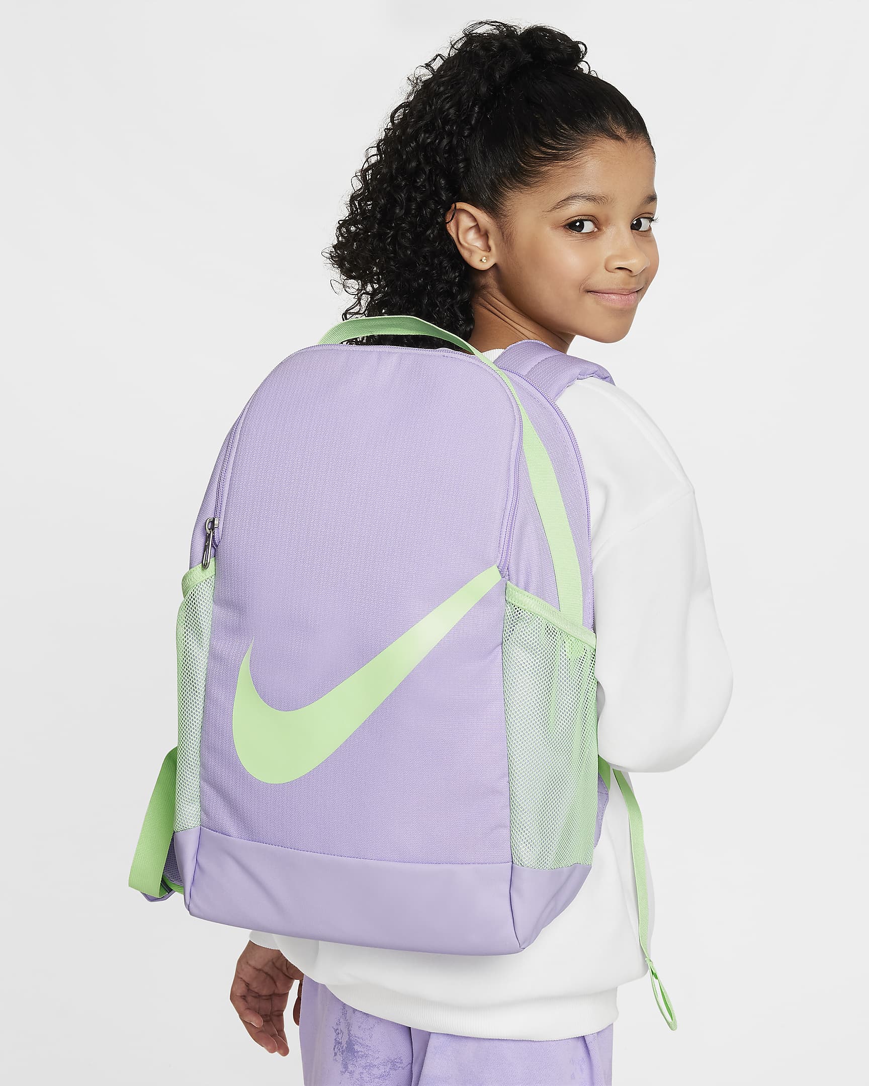 Nike Brasilia Kids' Backpack (18L) - Lilac Bloom/Vapor Green/Vapor Green