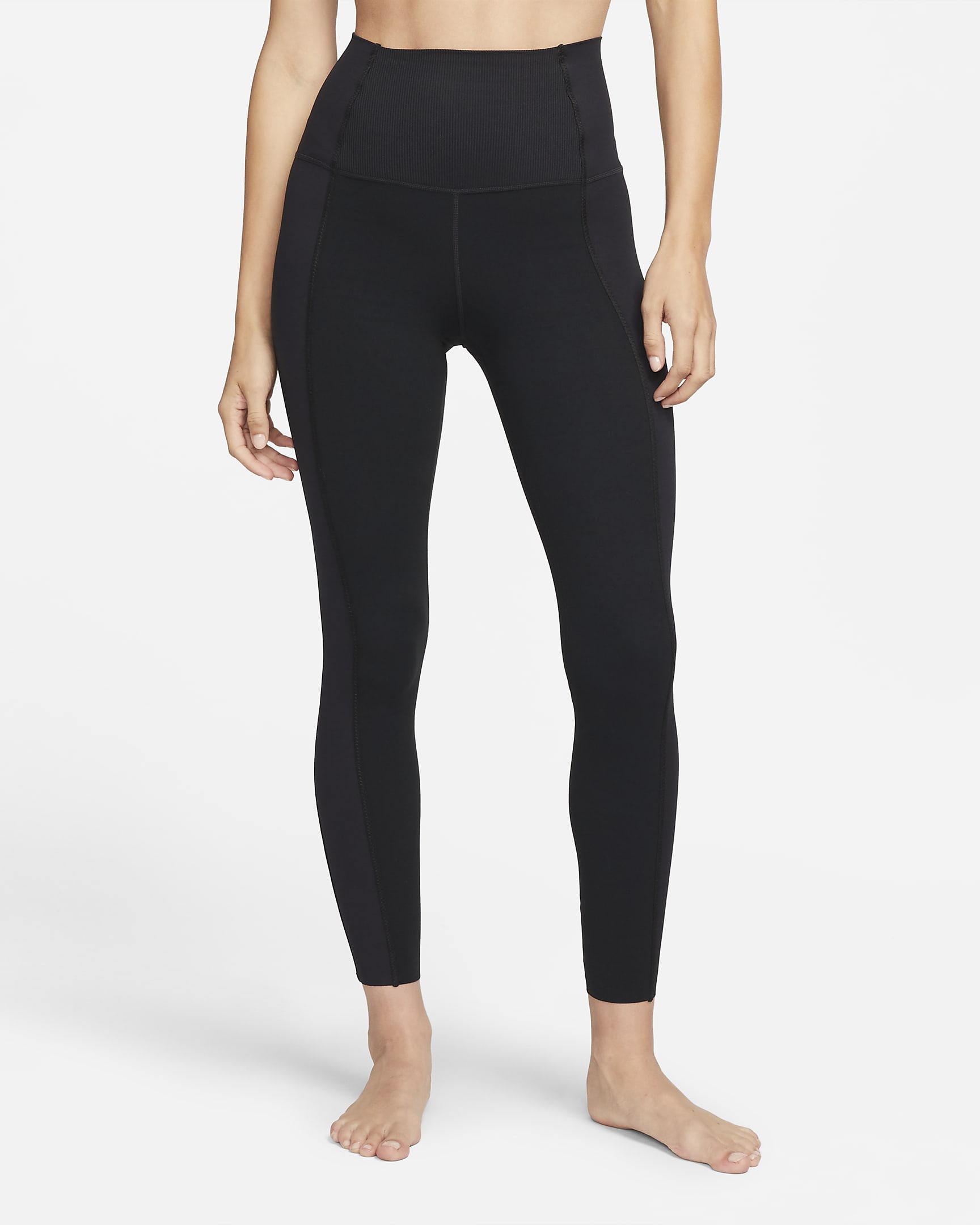 Leggings de tiro alto 7/8 brillo mate para mujer Nike Yoga Luxe - Negro/Gris humo oscuro