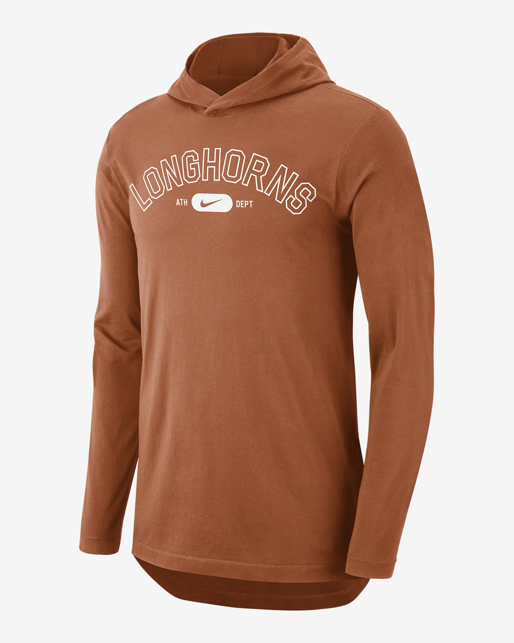 Texas Men's Nike Dri-FIT College Hooded T-Shirt - Desert Orange/Summit White