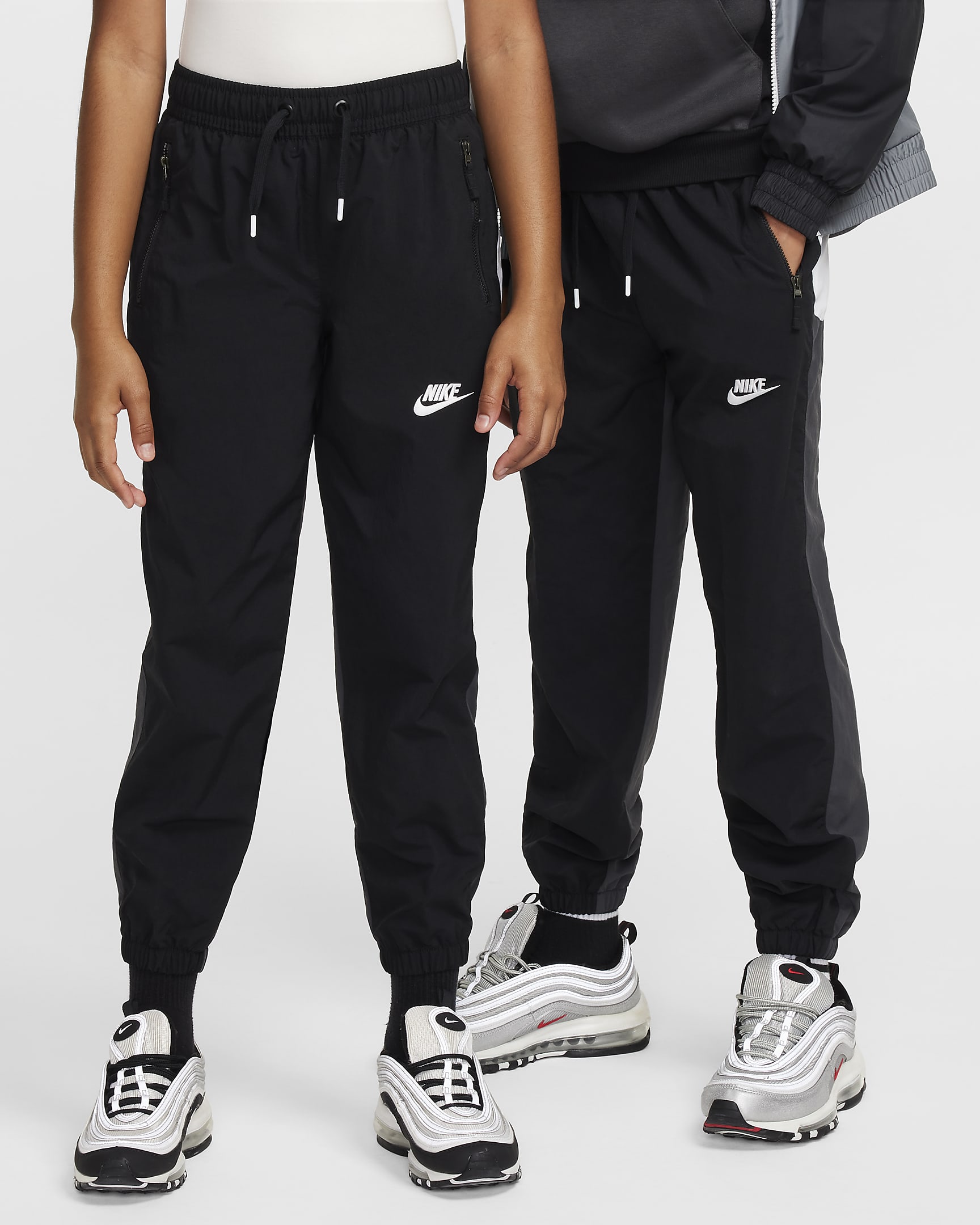 Nike Sportswear Amplify Older Kids' Woven Joggers - Black/Dark Smoke Grey/White