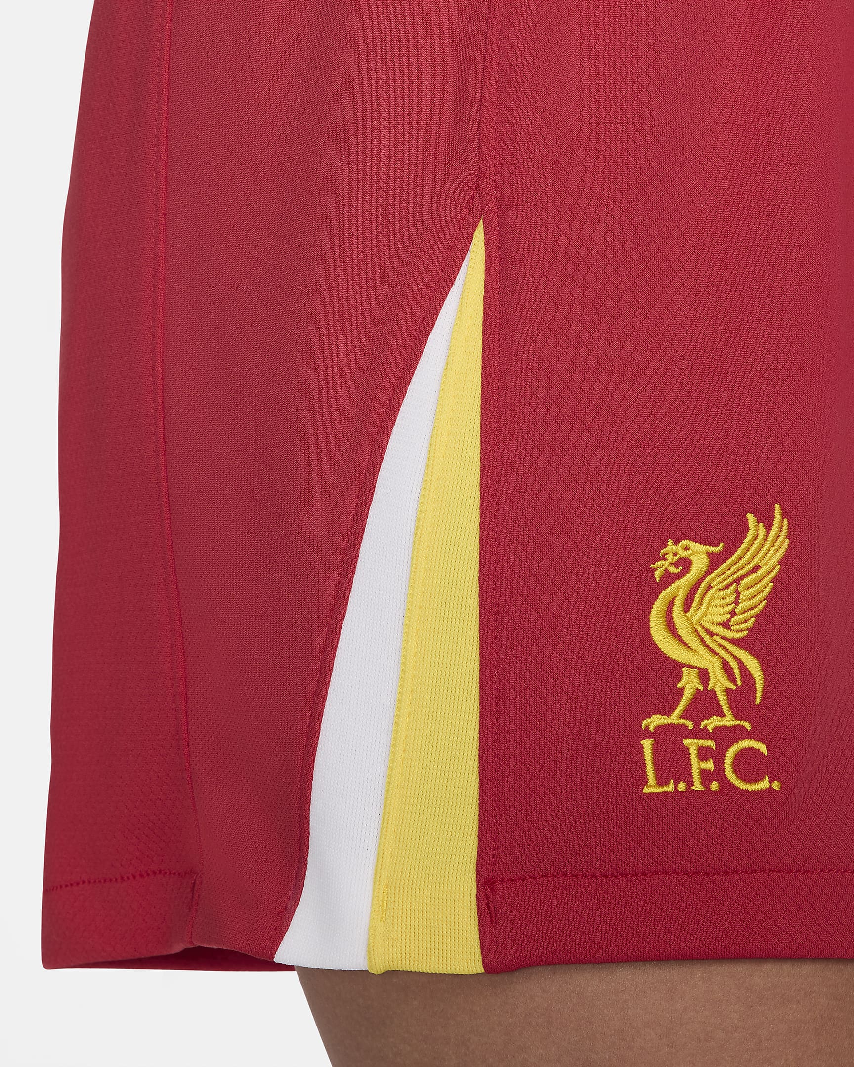 Damskie spodenki piłkarskie Nike Dri-FIT Liverpool F.C. Stadium 2023/24 (wersja domowa) – replika - Gym Red/Biel/Chrome Yellow