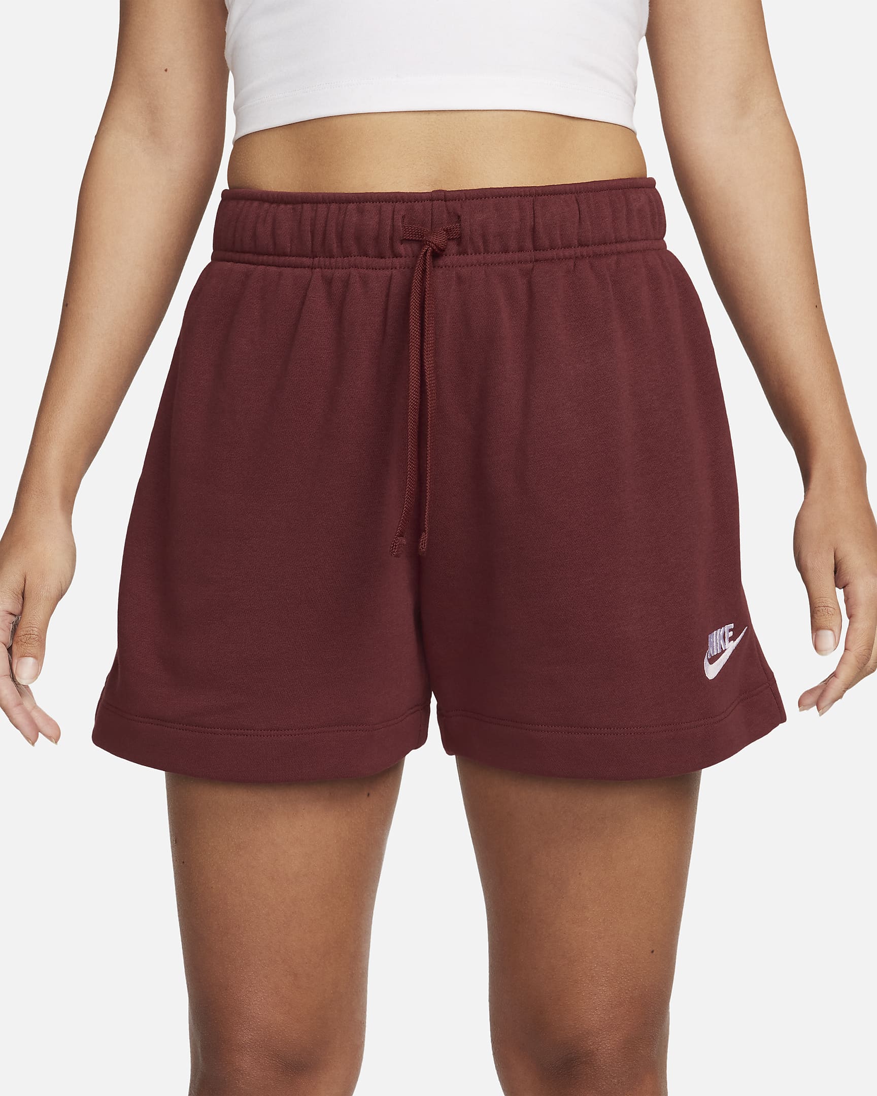 Nike Sportswear Club Fleece Women's Mid-Rise Shorts - Dark Team Red/White