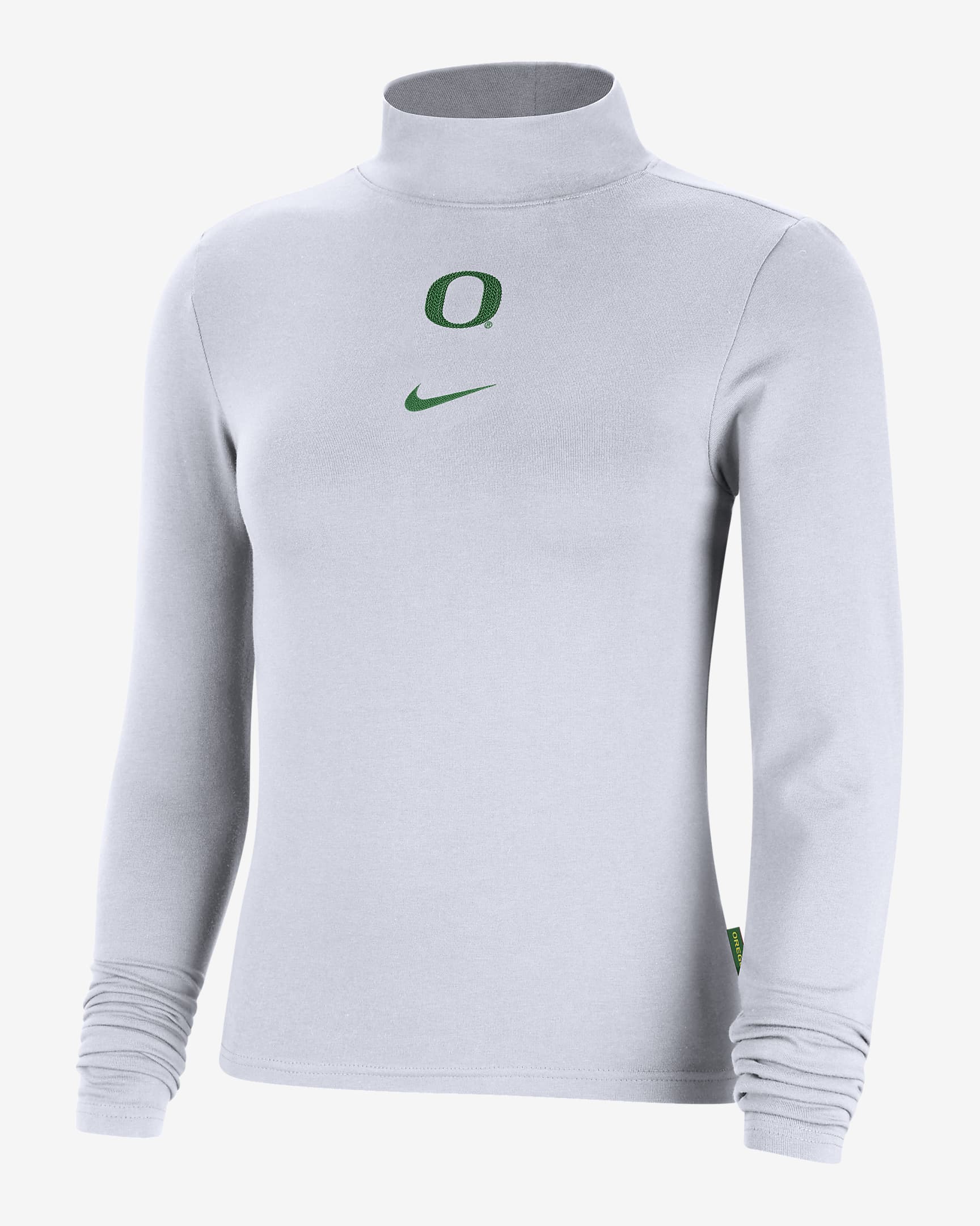 Oregon Essential Women's Nike College Long-Sleeve Mock Top - White/Apple Green