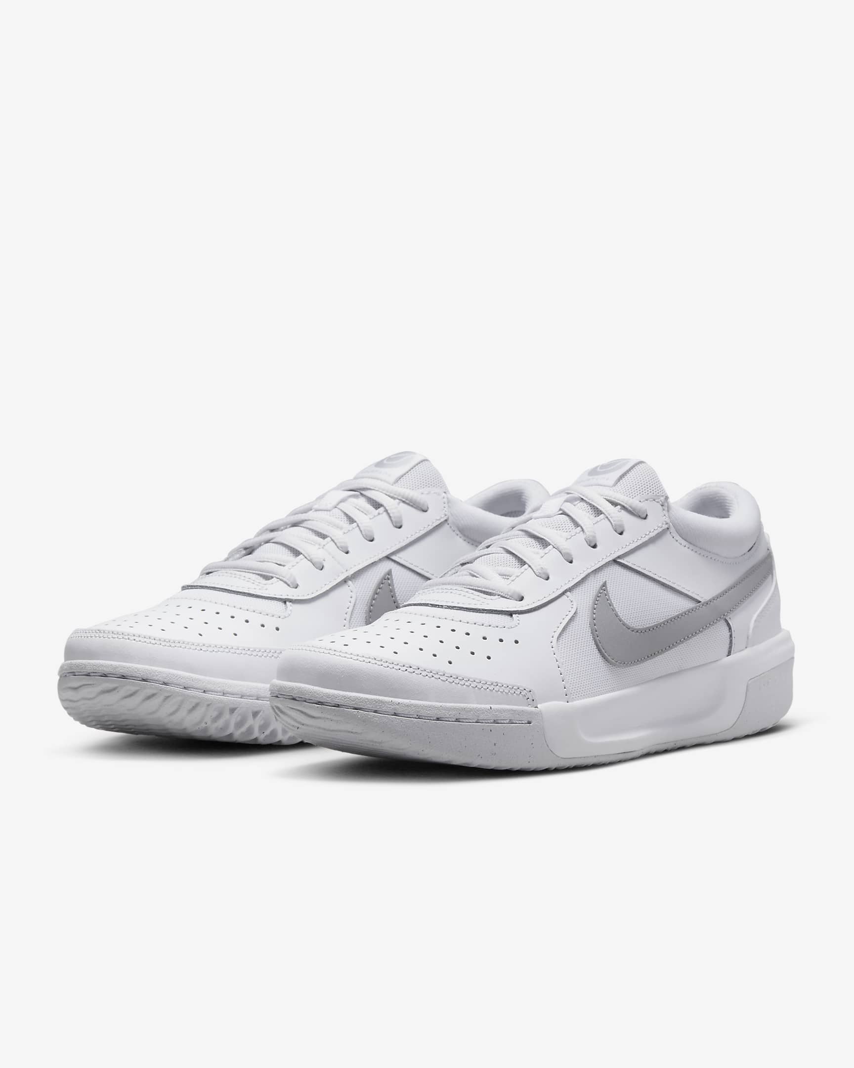 NikeCourt Air Zoom Lite 3 Women's Tennis Shoes - White/Metallic Silver