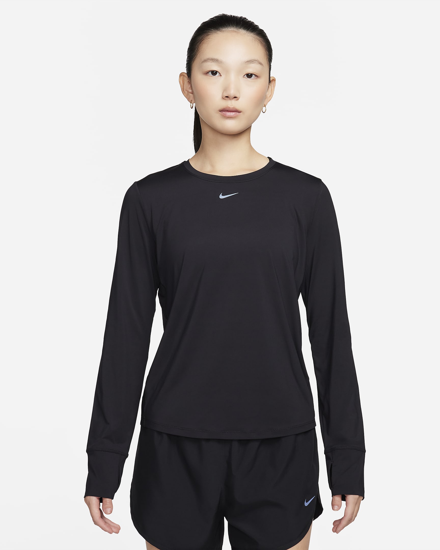 Nike One Classic 女款 Dri-FIT 長袖上衣 - 黑色/黑色