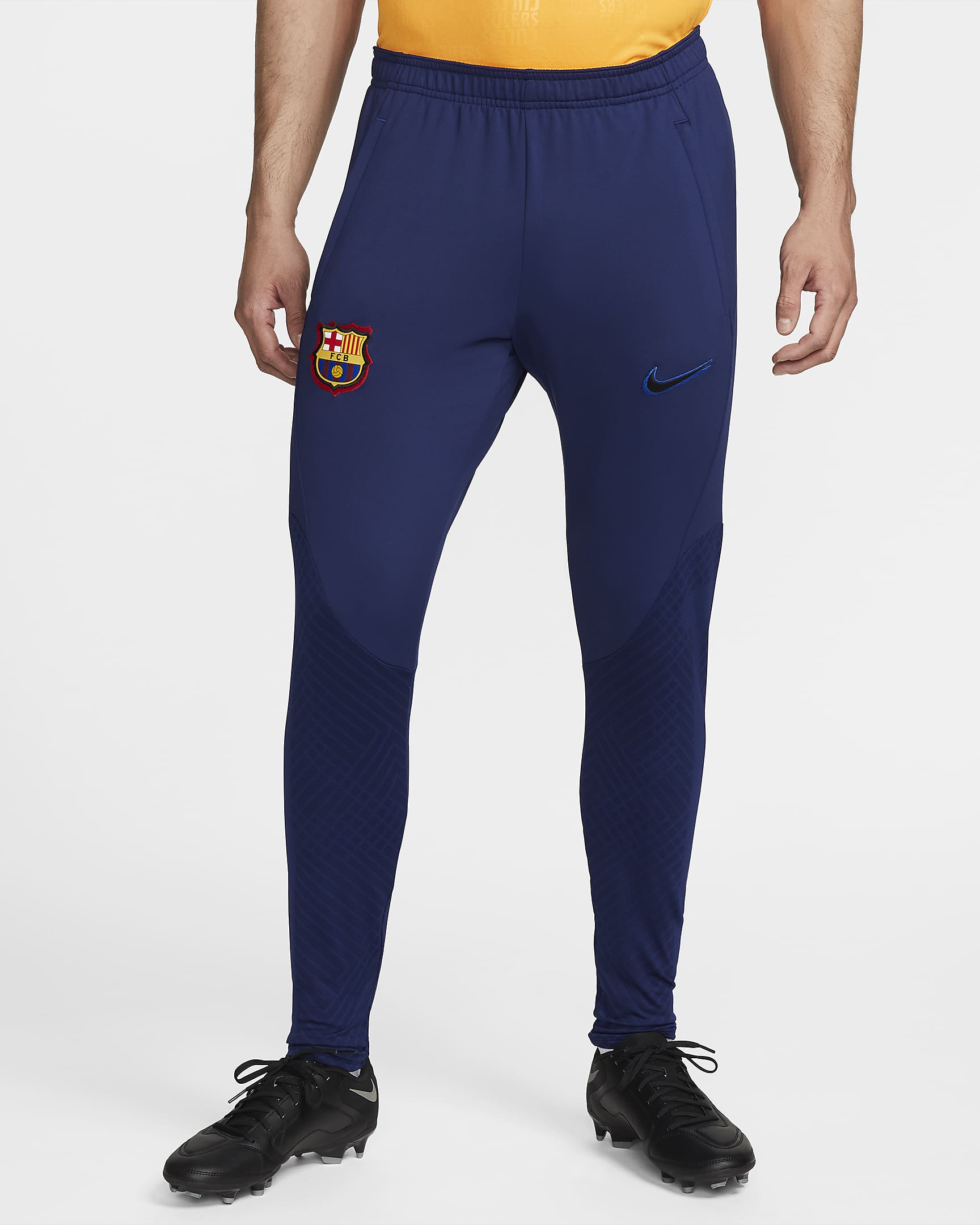 F.C. Barcelona Strike Men's Nike Dri-FIT Football Pants - Blue Void/Vivid Orange/Black