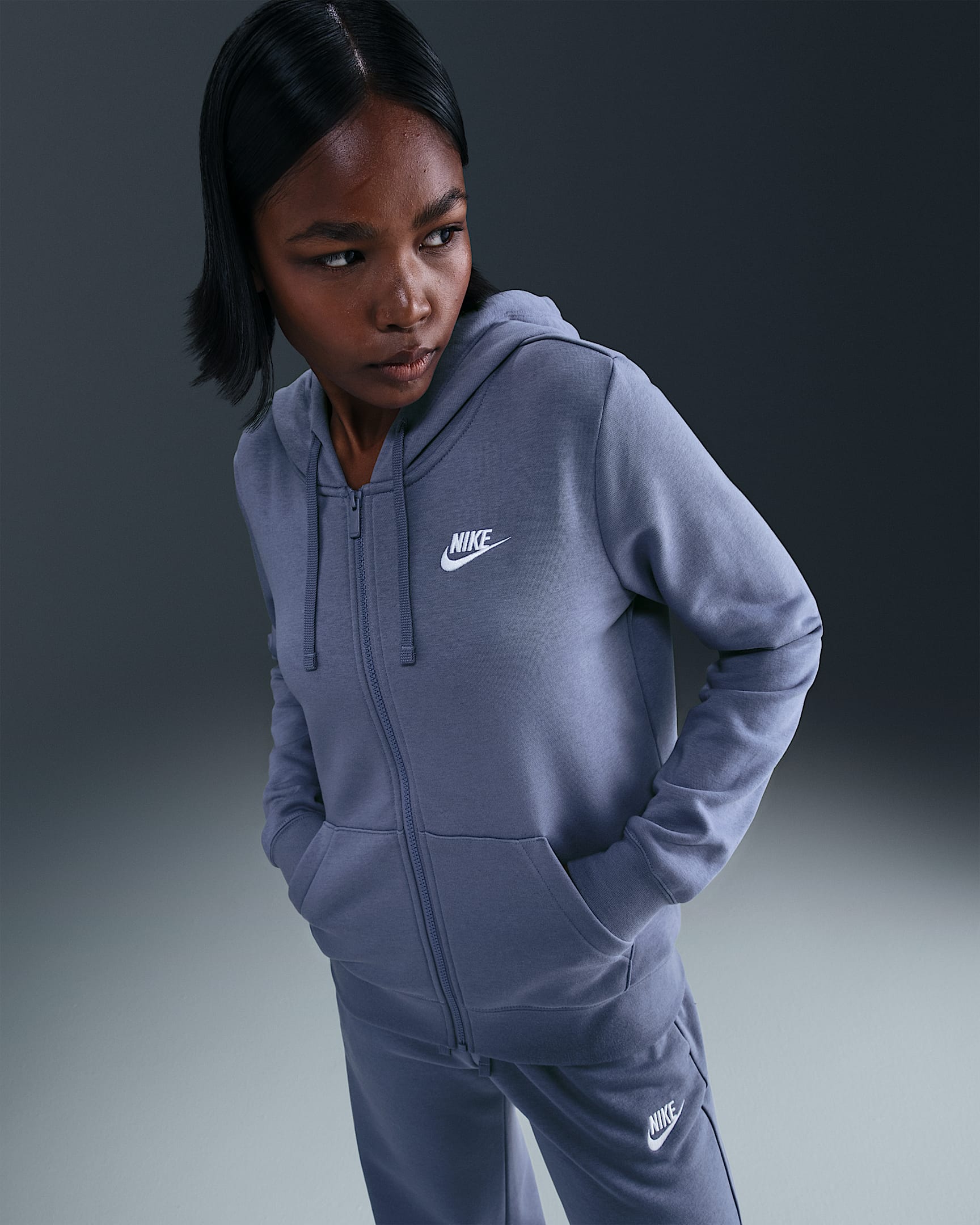 Nike Sportswear Club Fleece Women's Full-Zip Hoodie - World Indigo/White