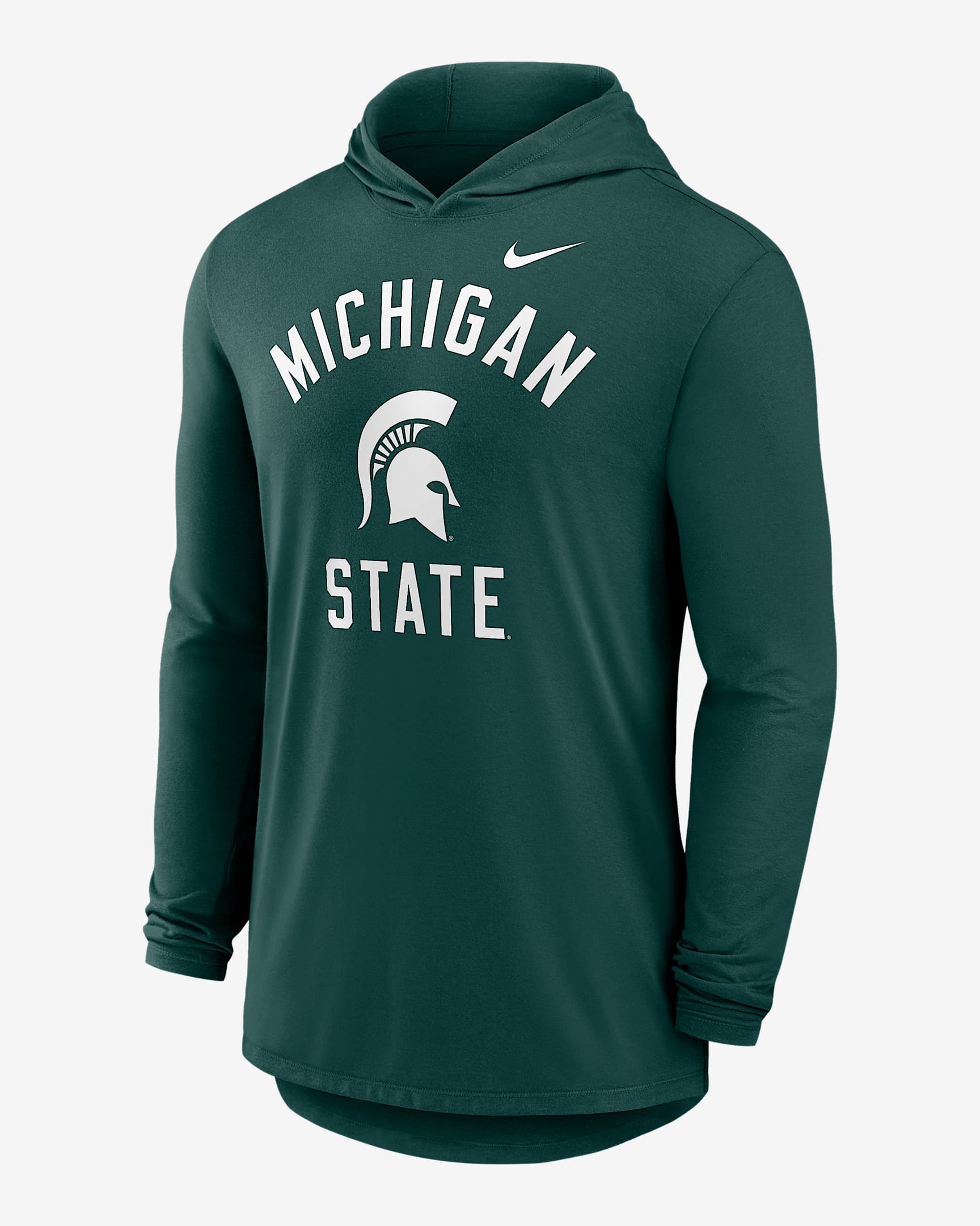 Michigan State Campus Arch Men's Nike Dri-FIT College Long-Sleeve Hooded T-Shirt - Green