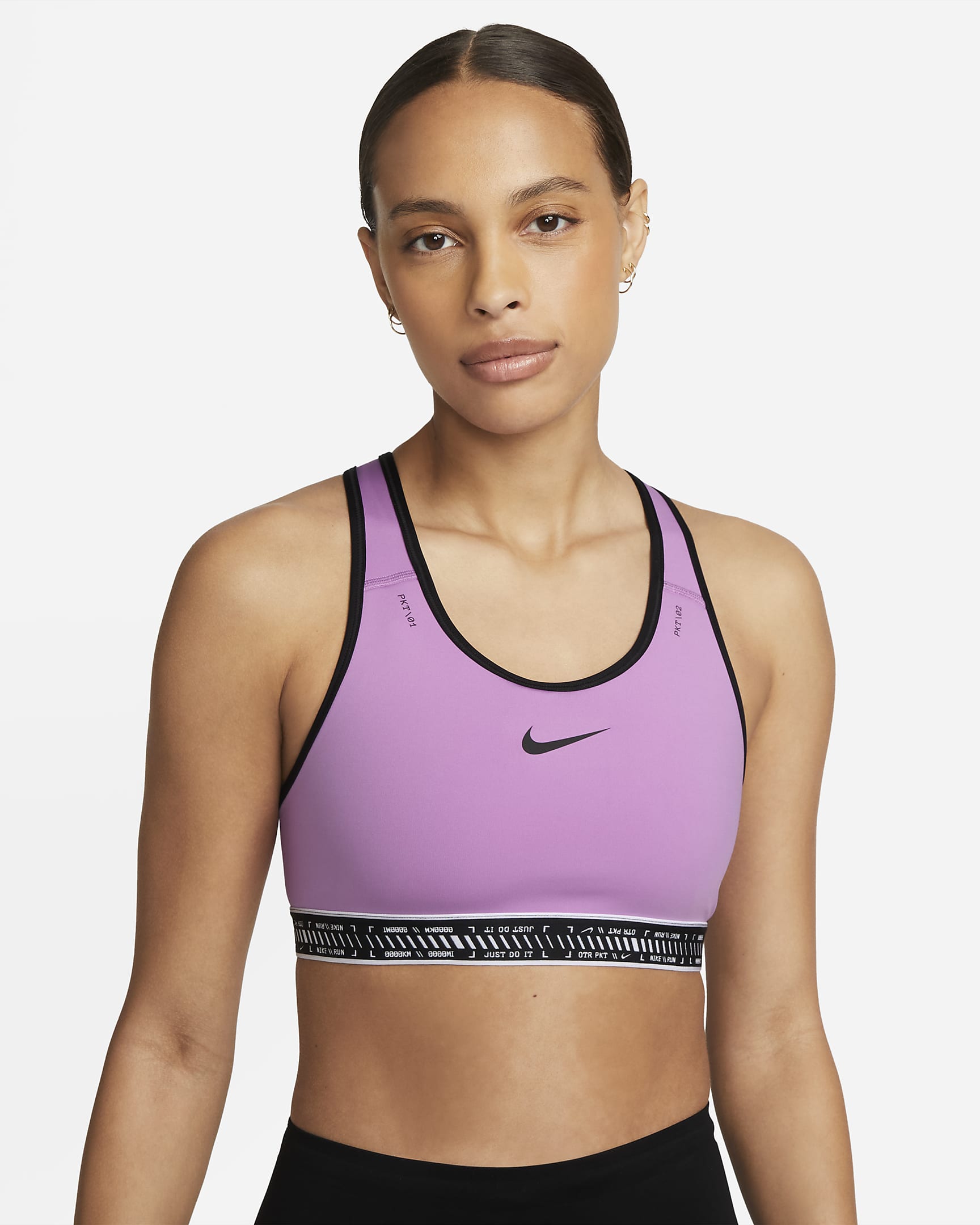 Nike Swoosh On The Run Womens Medium Support Lightly Lined Sports Bra With Pockets Nike My 