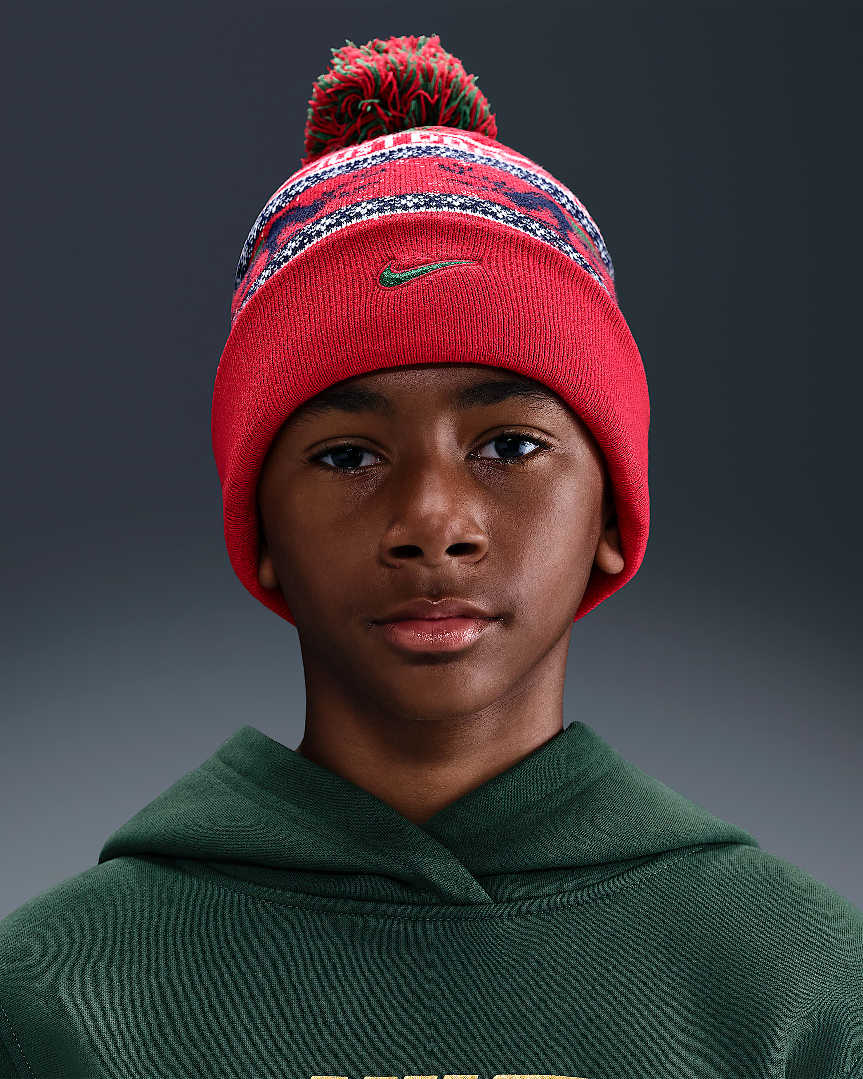 Nike Peak Big Kids' Standard Cuff Beanie - University Red/Midnight Navy/Sail