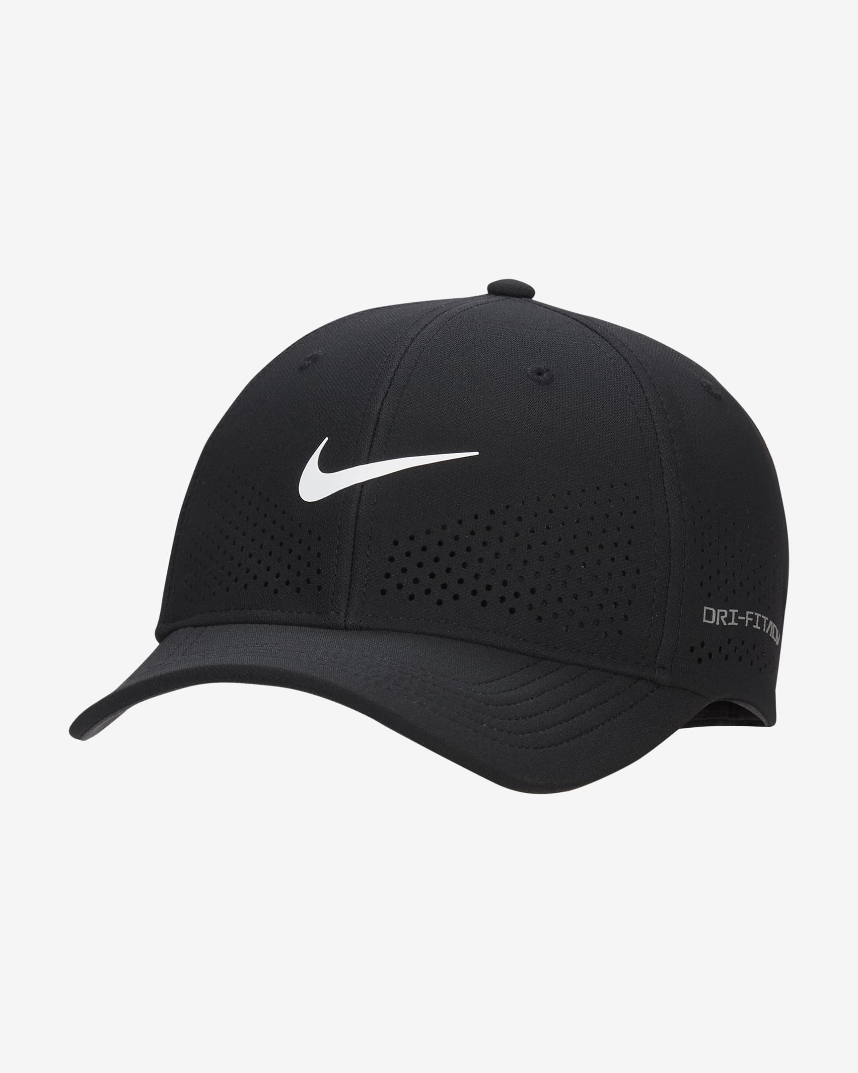 Gorra SwooshFlex estructurada Nike Dri-FIT ADV Rise - Negro/Antracita/Blanco