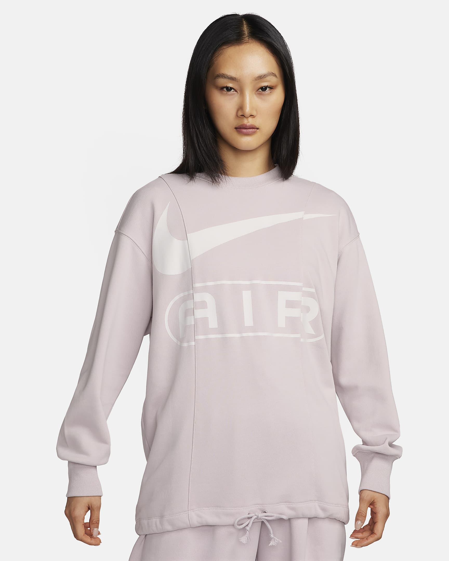 Nike Air Women's Over-Oversized Crew-Neck French Terry Sweatshirt - Platinum Violet/Phantom