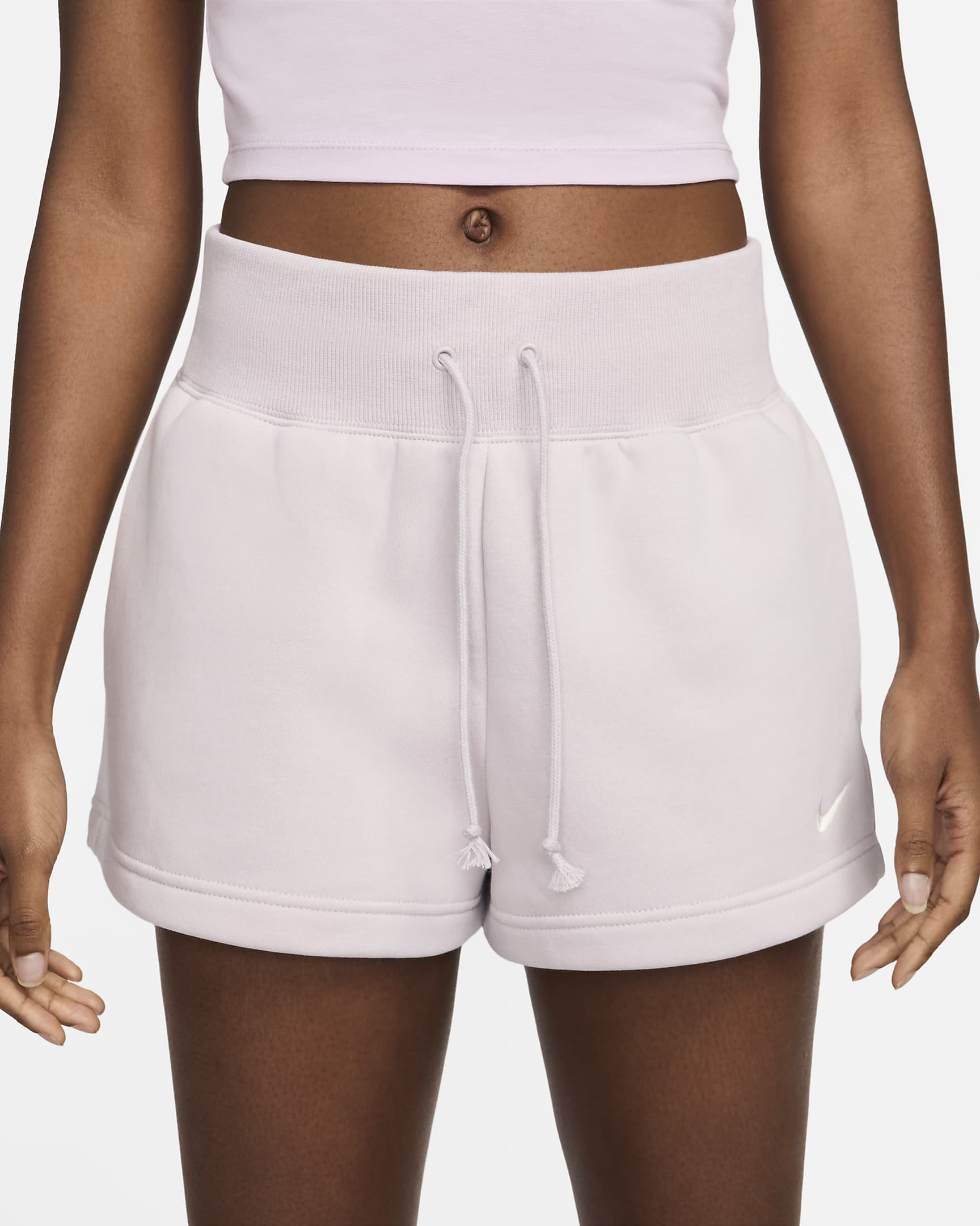 Nike Sportswear Phoenix Fleece Women's High-Waisted Loose Shorts - Platinum Violet/Sail