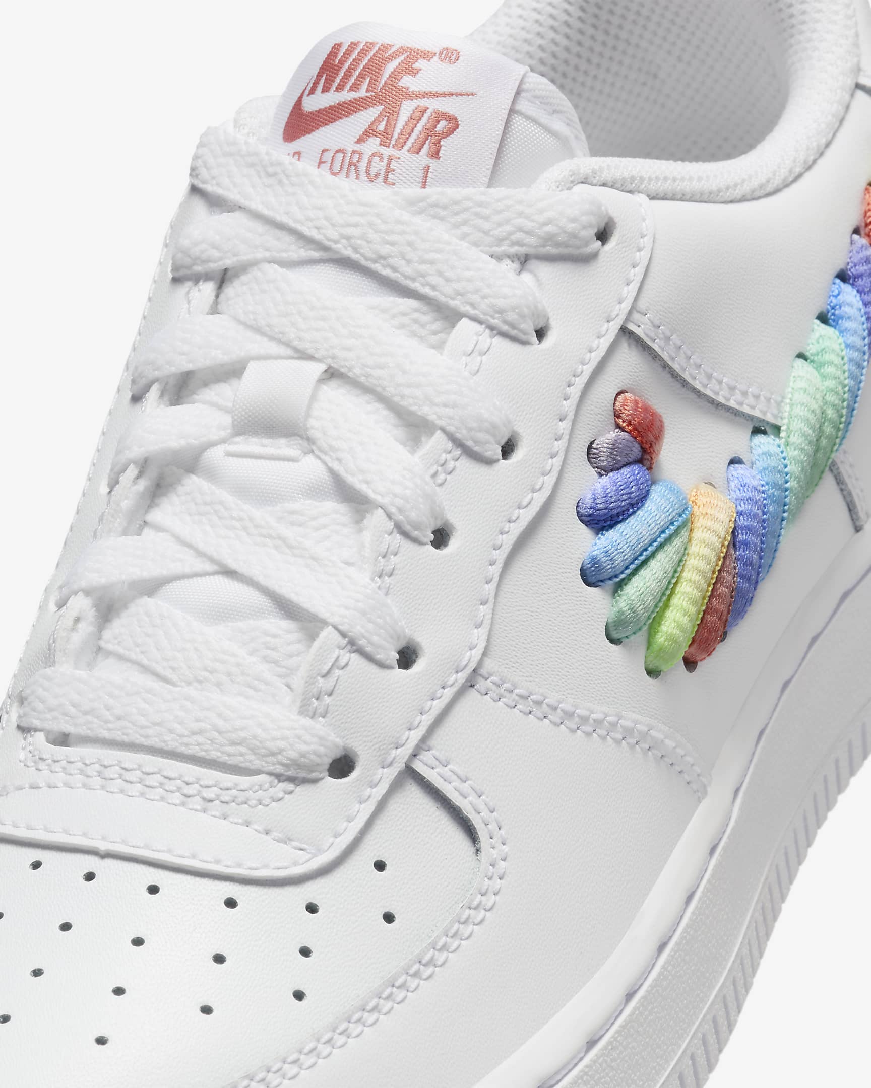 Nike Air Force 1 LV8 Older Kids' Shoes - White/Terra Blush/Vapour Green/Multi-Colour