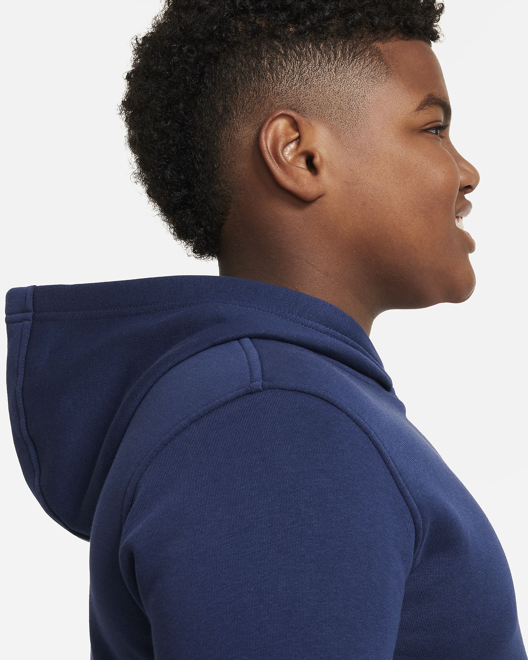 Nike Sportswear Club Fleece Big Kids' Pullover Hoodie (Extended Size) - Midnight Navy/White