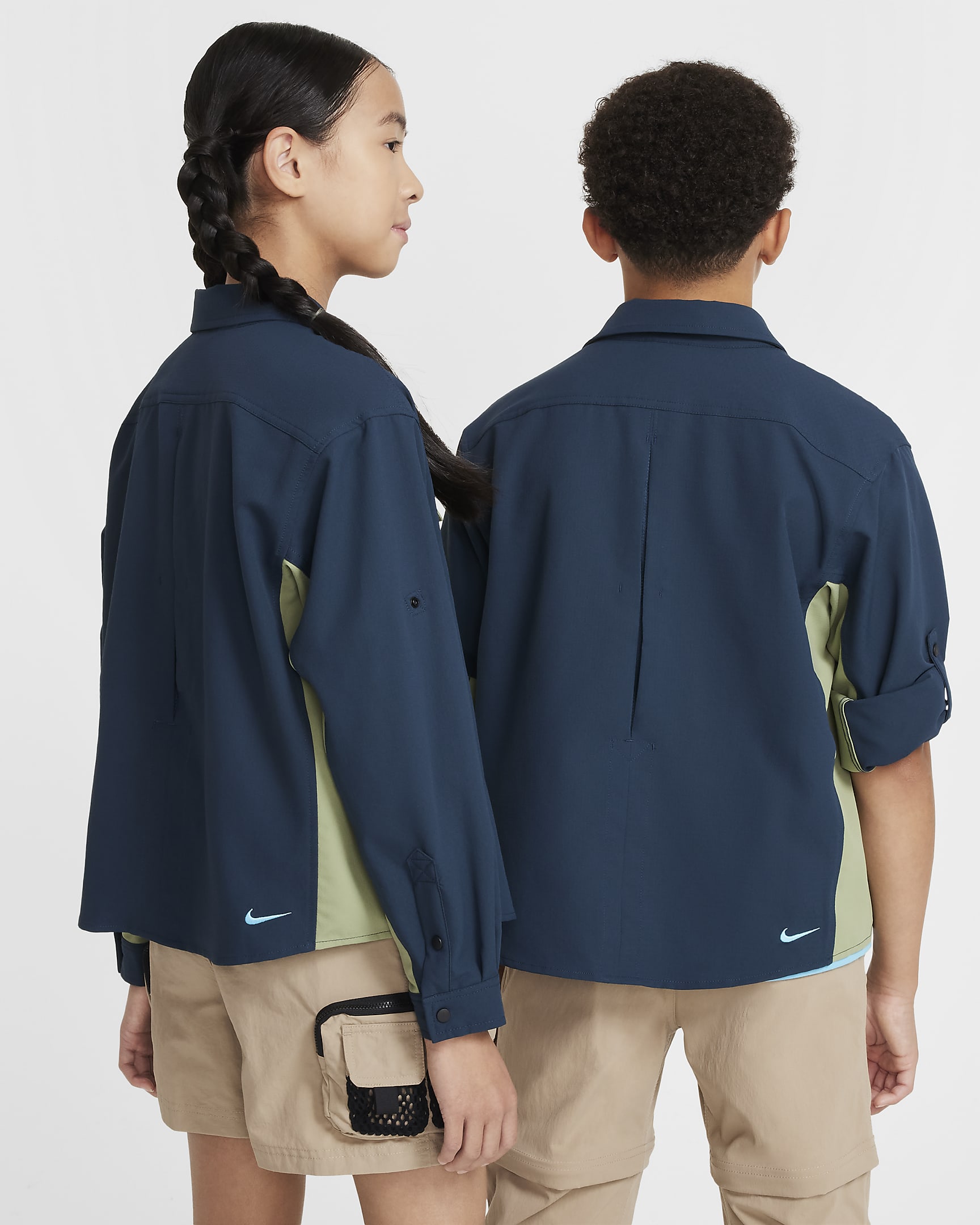 Nike ACG "Devastation Trail"-Dri-FIT UV-overdel til større børn - Armory Navy/Oil Green/sort/Baltic Blue