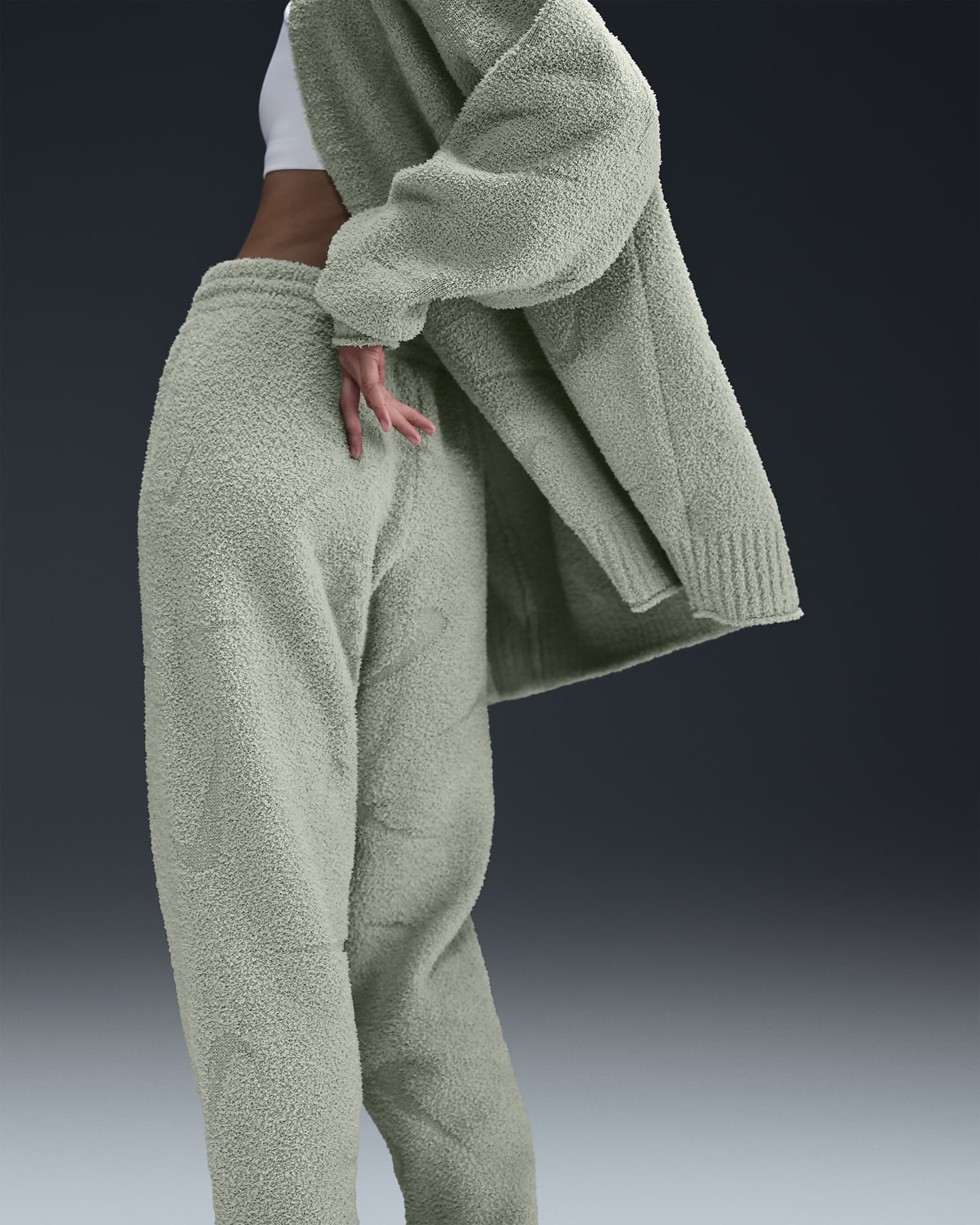 Nike Sportswear Phoenix Cosy Bouclé Women's High-Waisted Oversized Knit Trousers - Jade Horizon