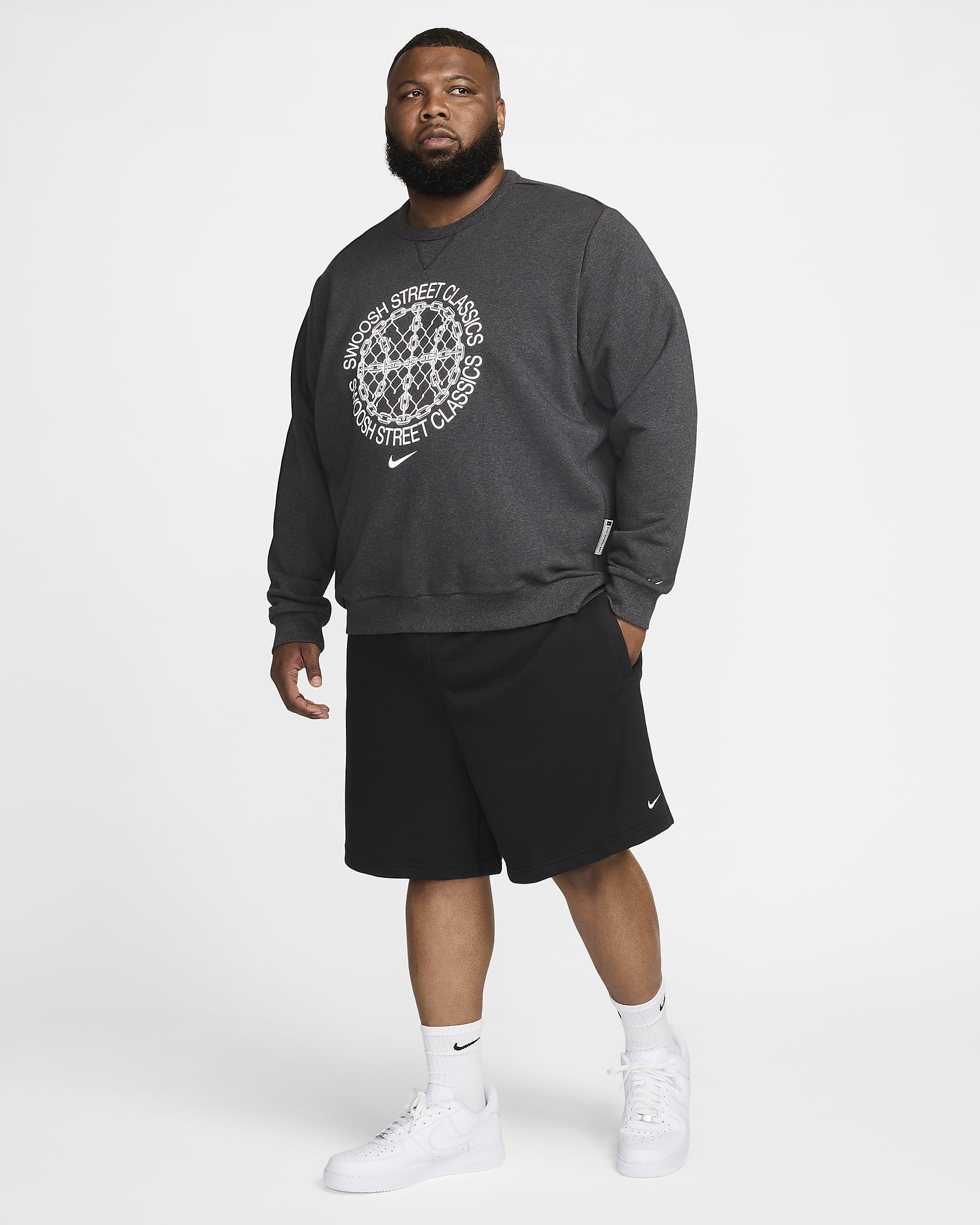 Nike Standard Issue Men's Dri-FIT Basketball Crew-Neck Sweatshirt - Black/Heather/Pale Ivory