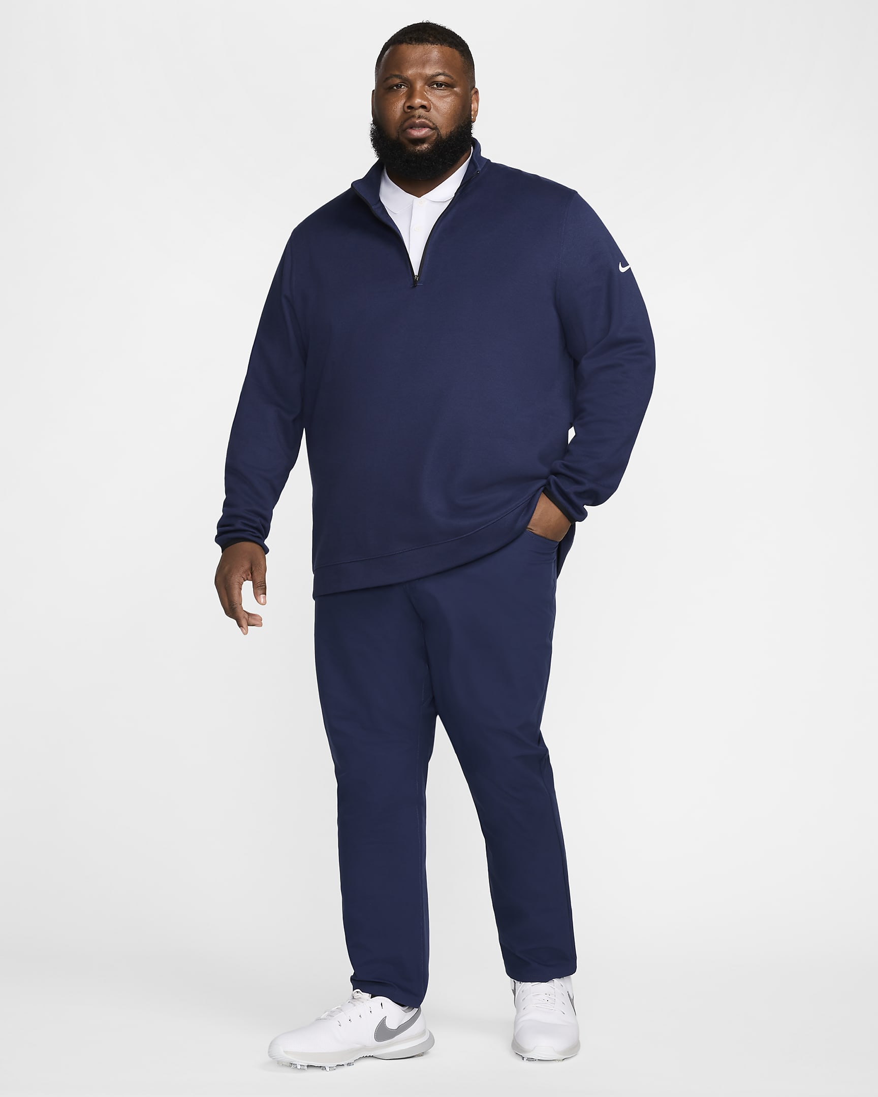 Haut de golf à demi-zip Nike Tour pour homme - Midnight Navy/Blanc