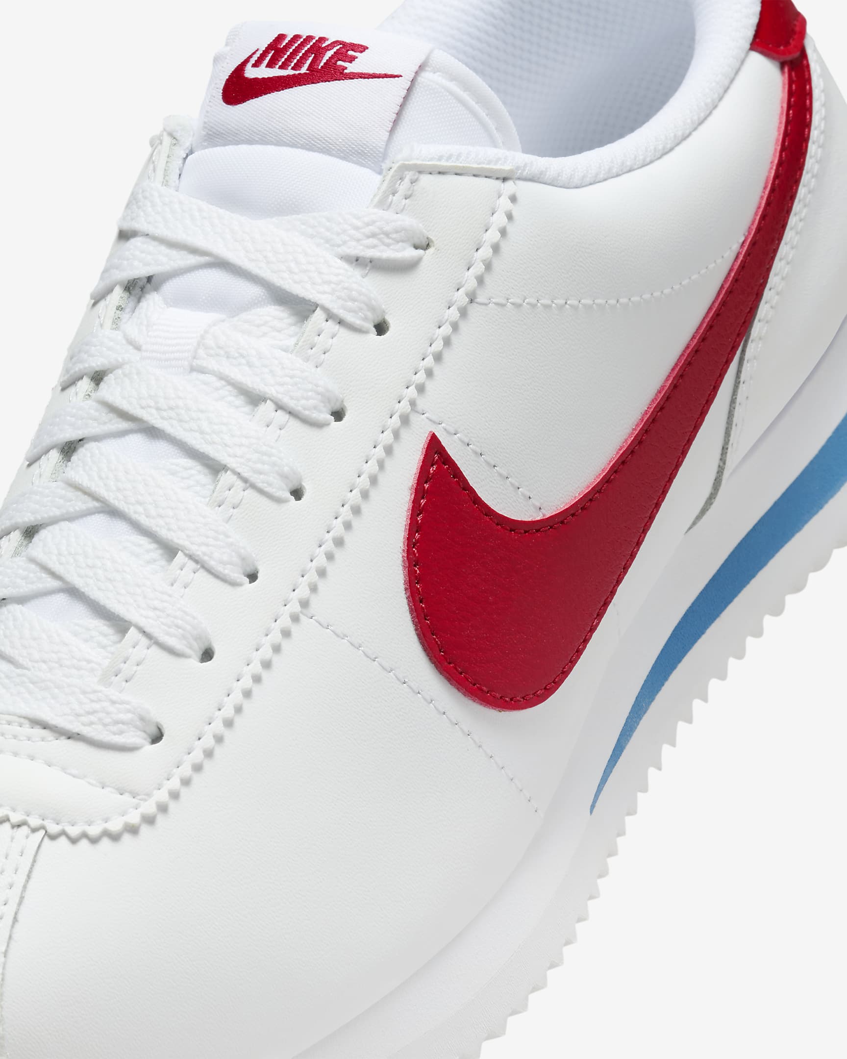 Nike Cortez Leather Women's Shoes - White/Varsity Blue/Varsity Red