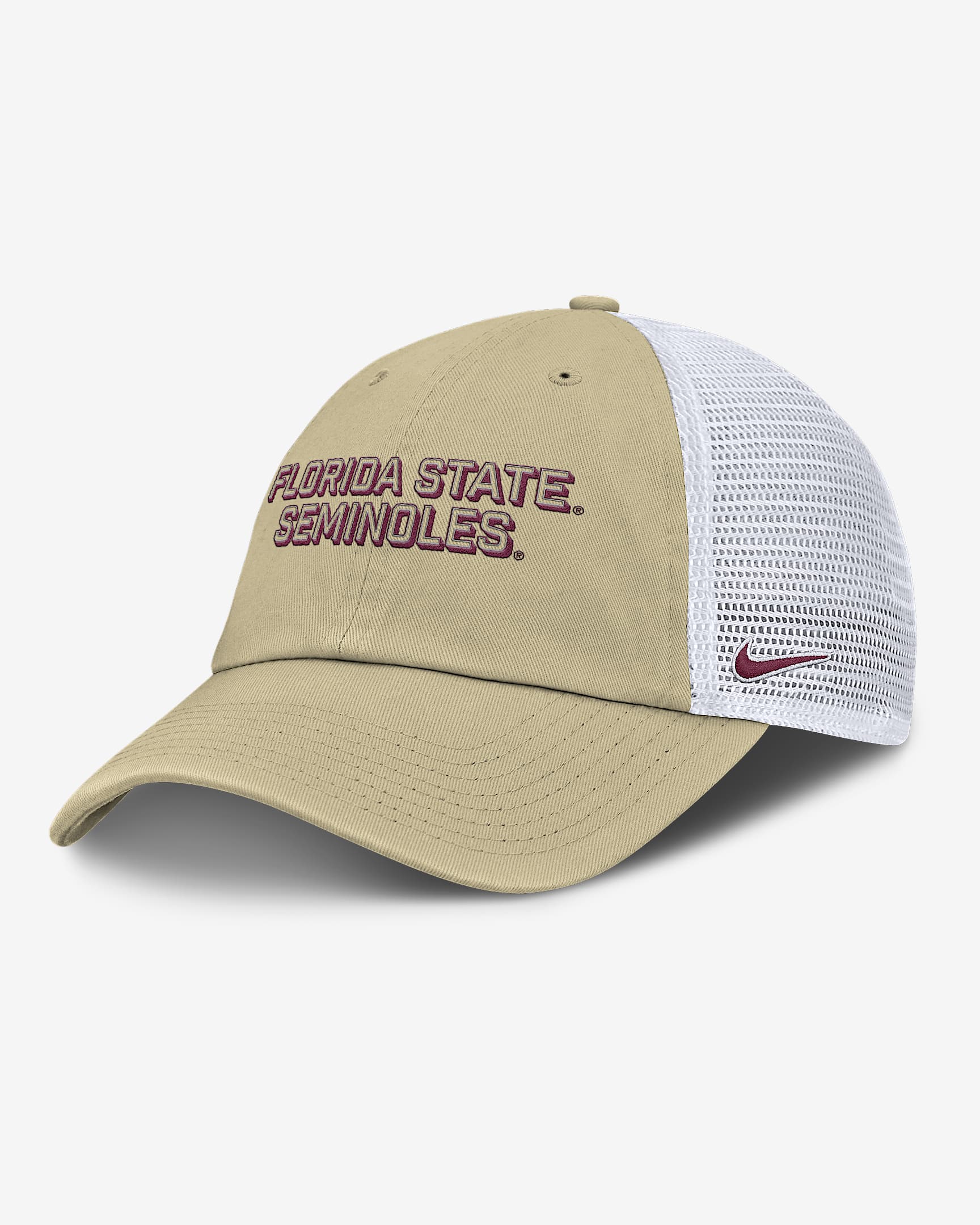 Florida State On-Field Club Gameday Men's Nike College Trucker Adjustable Hat - Vegas Gold
