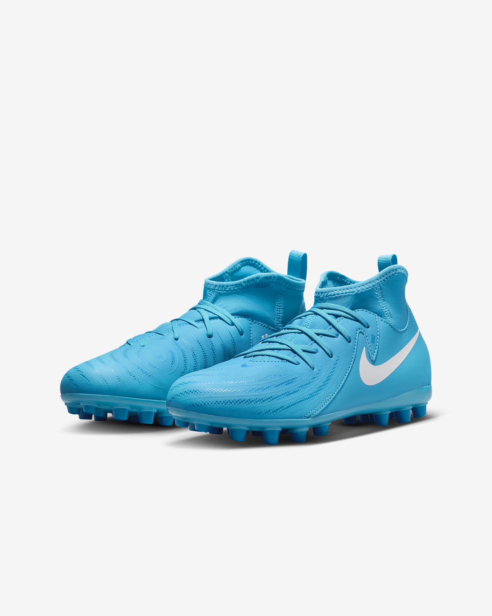 Kotníkové kopačky Nike Jr. Phantom Luna 2 Academy AG pro malé a větší děti - Blue Fury/Bílá