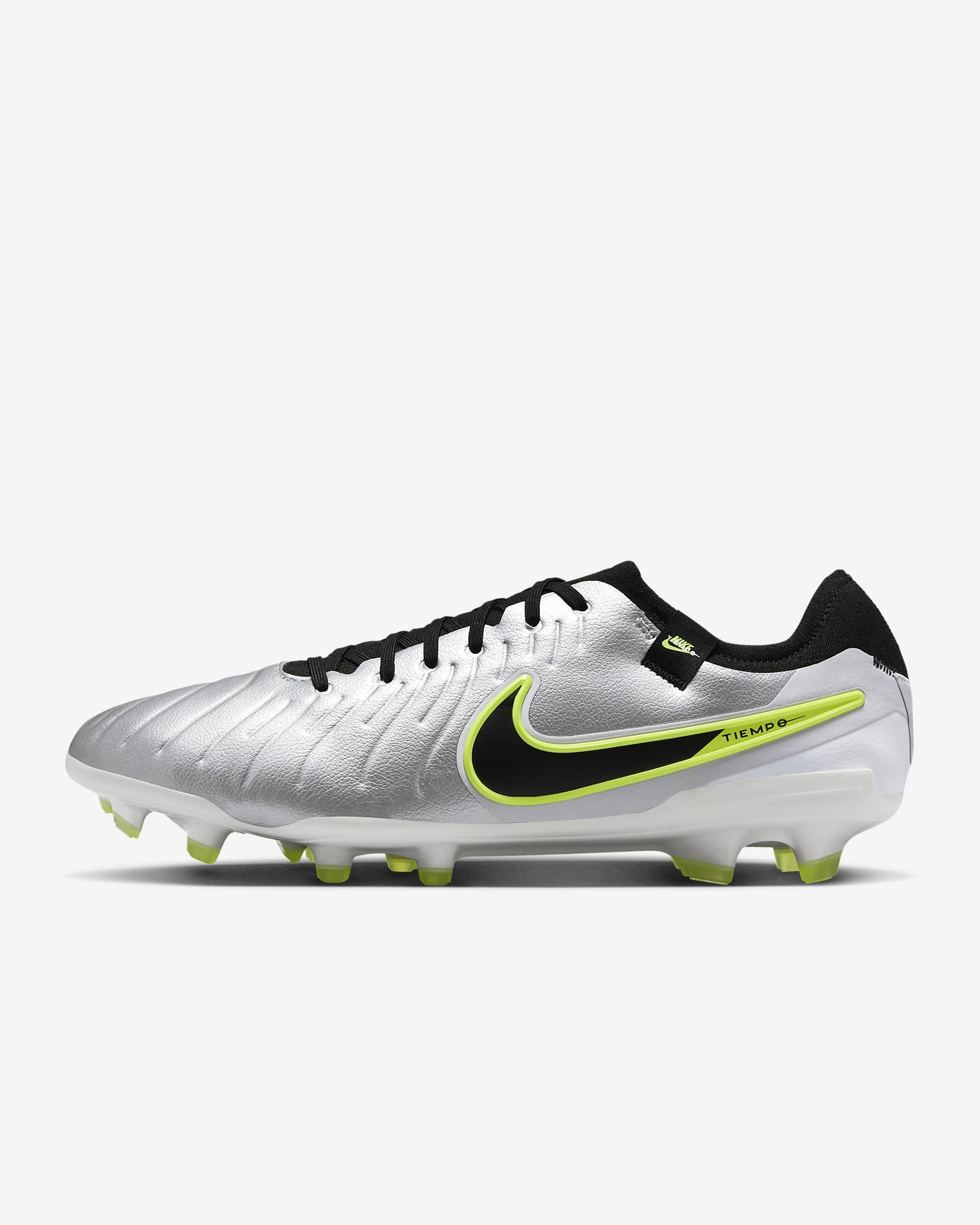 Nike Tiempo Legend 10 Pro Firm-Ground Low-Top Football Boot - Metallic Silver/Volt/Black