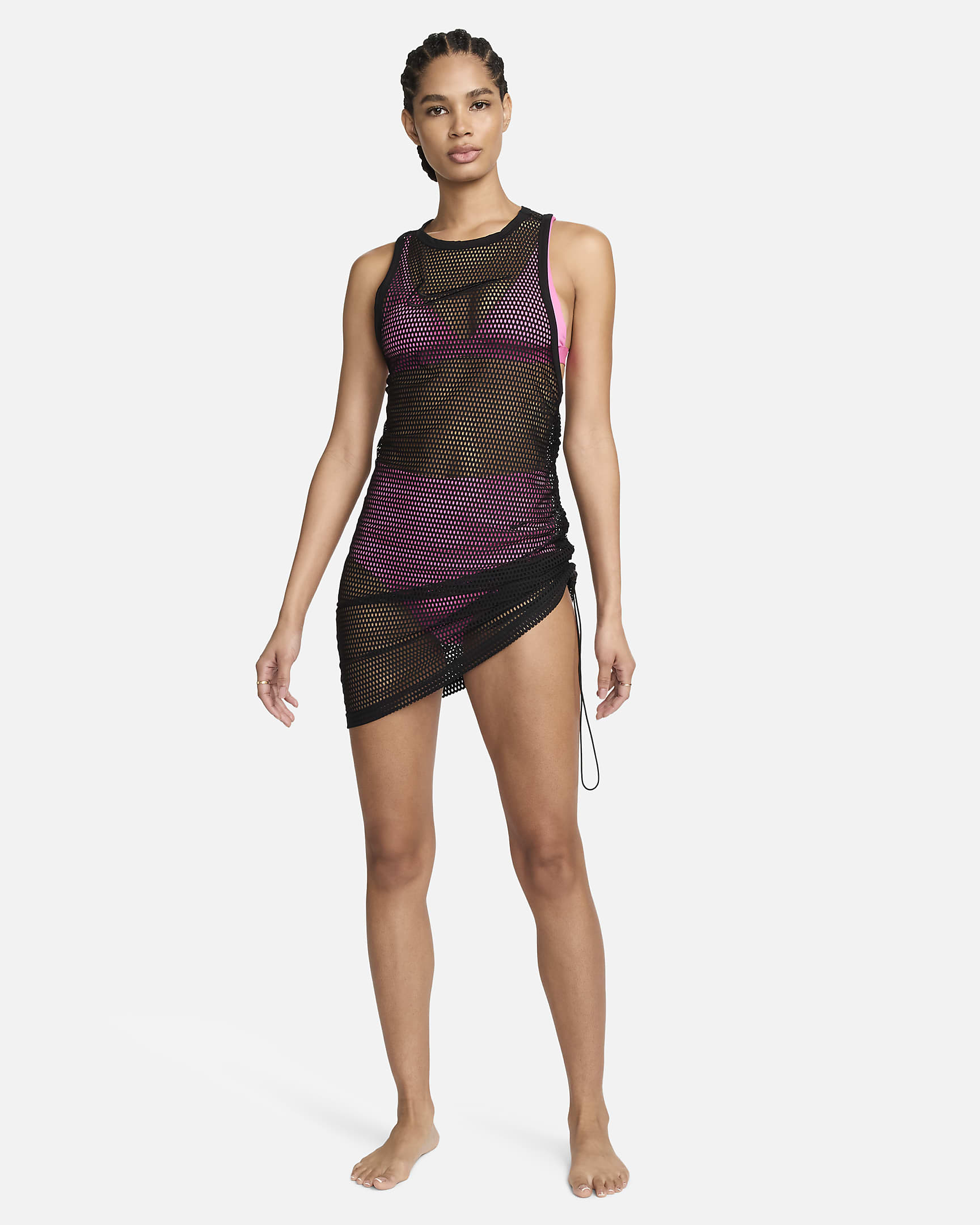 Vestido tipo salida de baño de malla para mujer Nike Swim - Negro