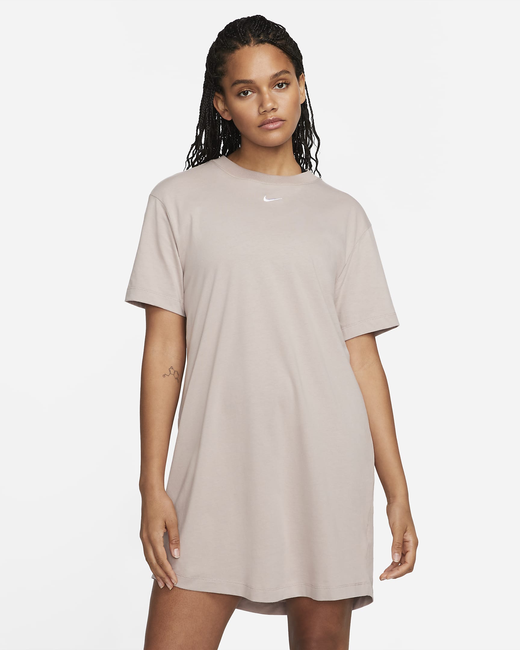 Nike Sportswear Essential Women's Short-sleeve T-Shirt Dress - Diffused Taupe/White