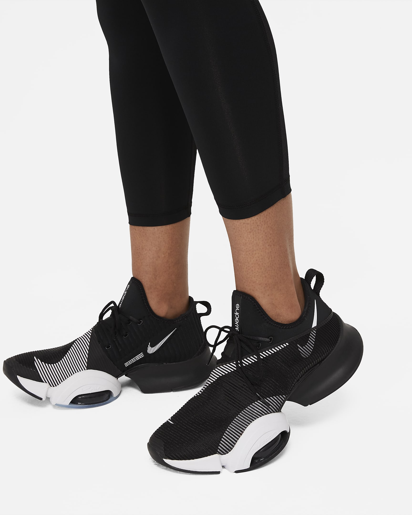 Legging 7/8 taille haute à empiècements en mesh Nike Pro 365 pour Femme - Noir/Blanc