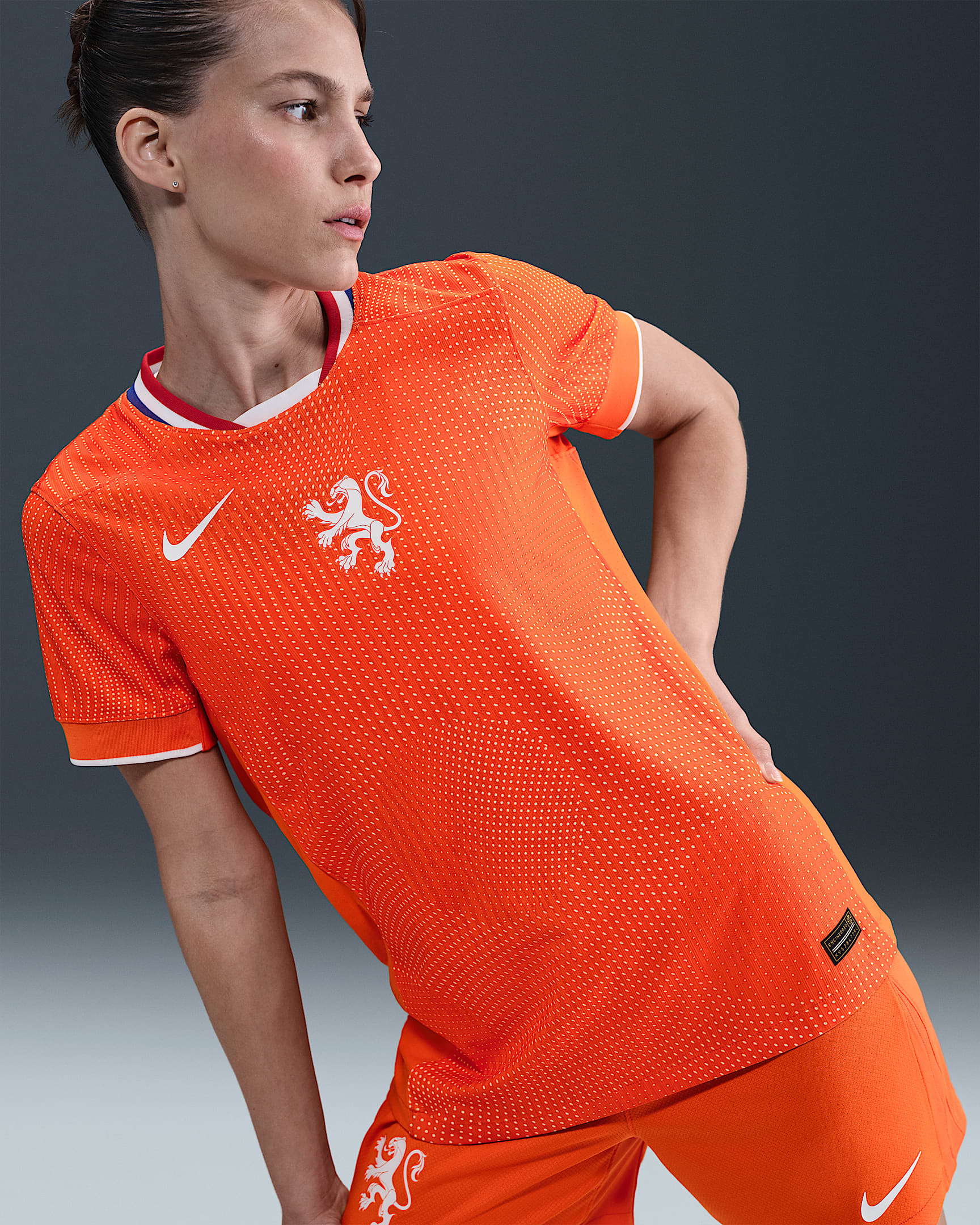 Maglia da calcio autentica Nike Dri-FIT ADV Olanda 2025 Match (squadra femminile) da donna – Home - Safety Orange/Bianco