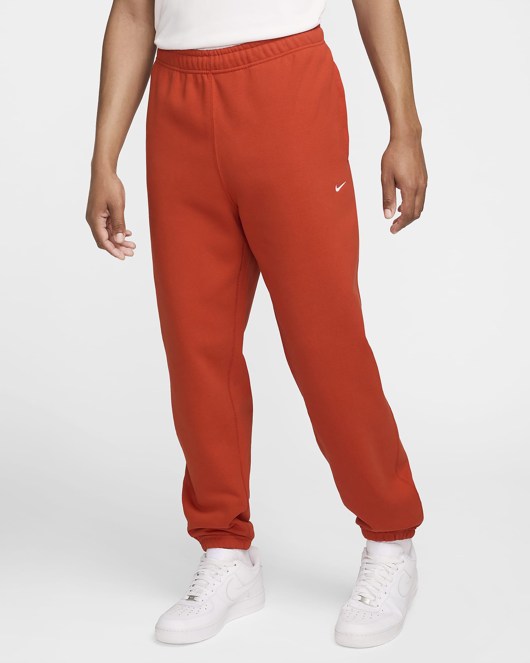 Pantalon en tissu Fleece Nike Solo Swoosh pour Homme - Dragon Red/Blanc