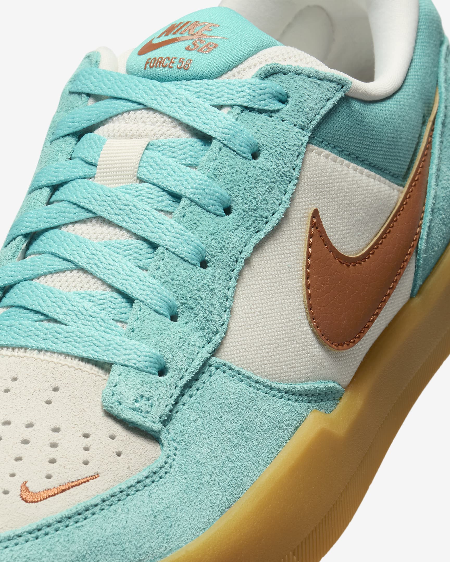 Nike SB Force 58 Skate Shoes - Green Frost/Phantom/Gum Light Brown/Dark Russet