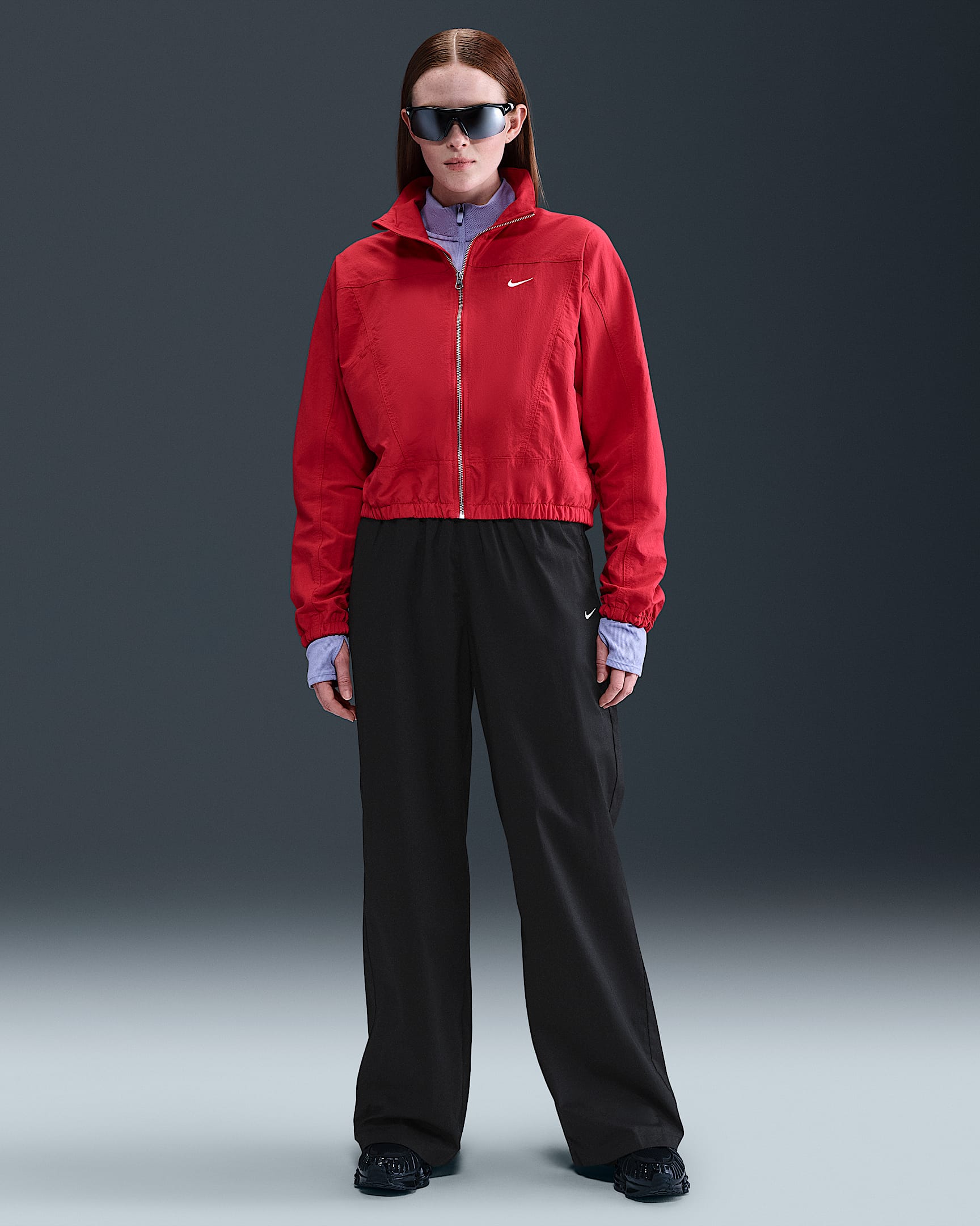 Nike Sportswear Chill Poplin Pantalons amples de cintura alta amb vora oberta - Dona - Negre/Sail