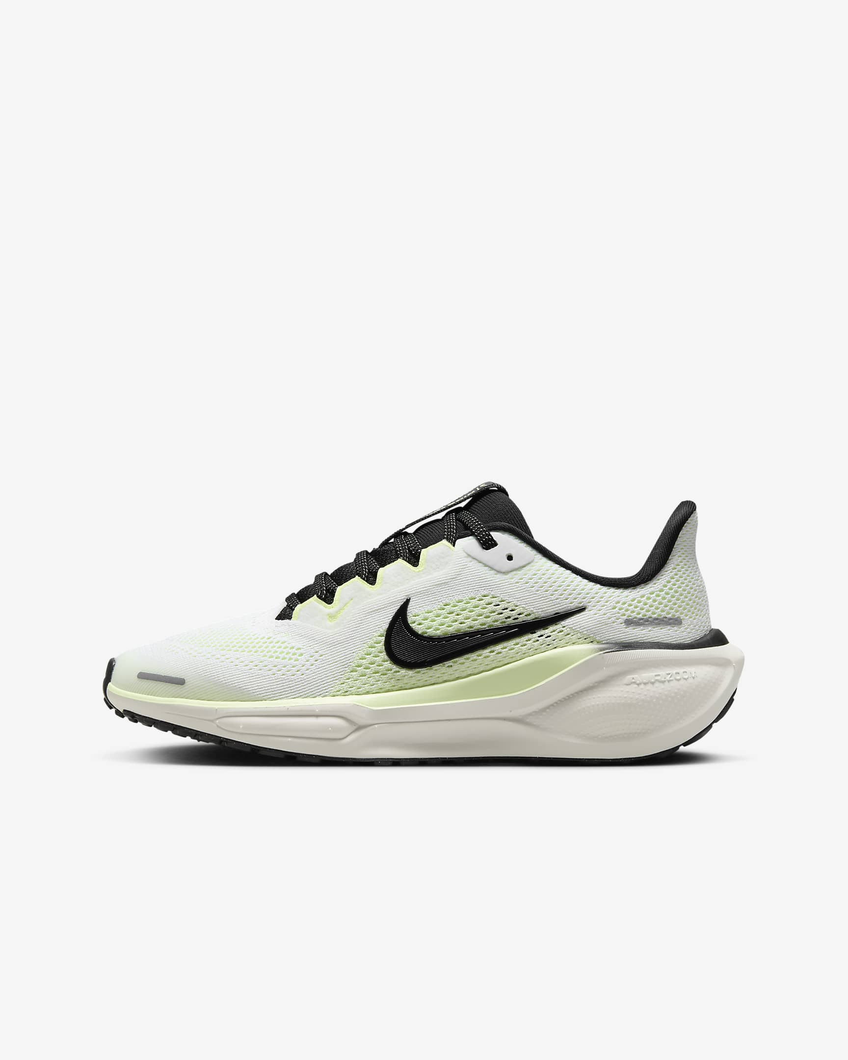 Nike Pegasus 41 Older Kids' Road Running Shoes - White/Barely Volt/Vintage Green/Black