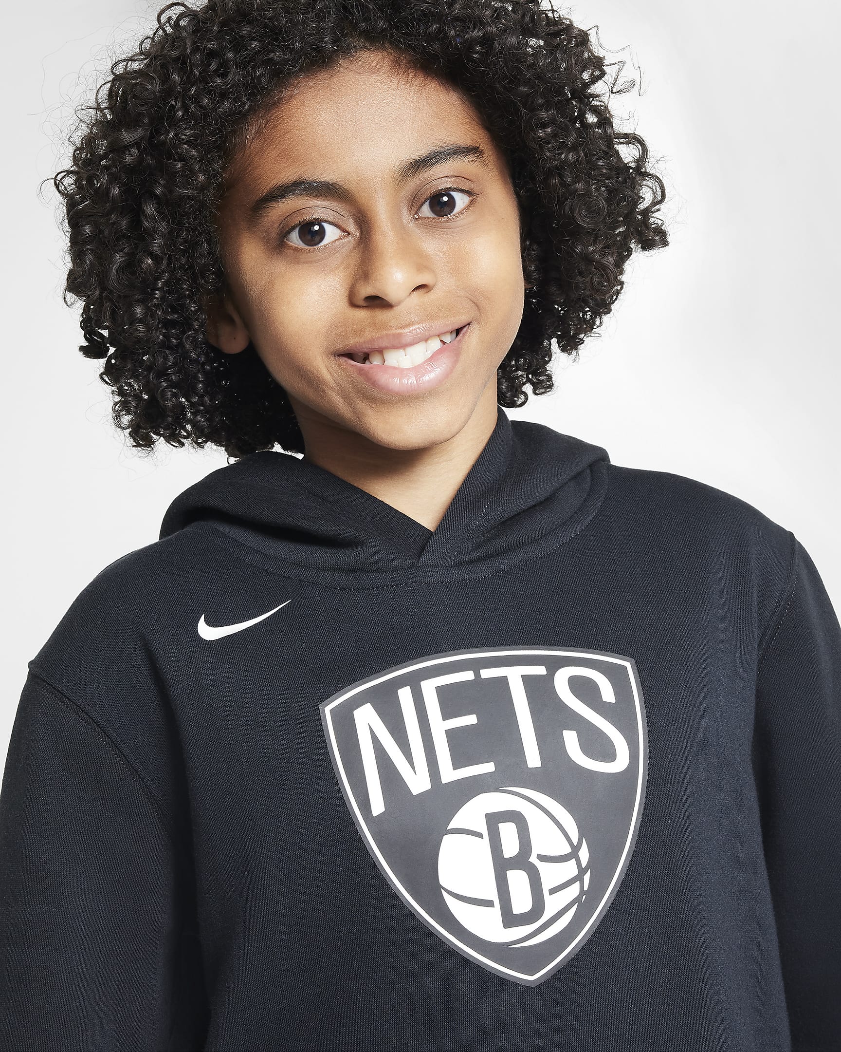 Brooklyn Nets Sudadera con capucha de tejido Fleece Nike de la NBA - Niño/a - Negro