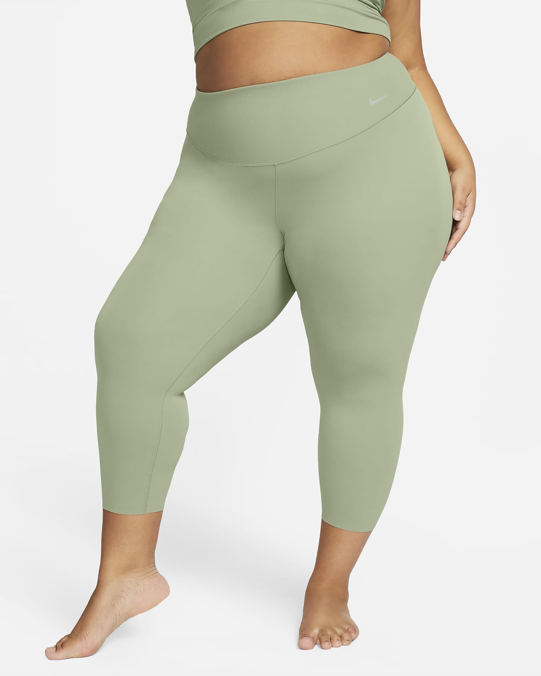 Nike Zenvy Women's Gentle-Support High-Waisted Cropped Leggings (Plus Size) - Oil Green/Black